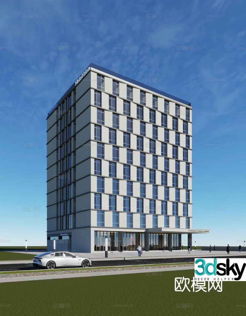 Modern office building high-rise building public building business office building commercial building 3d model