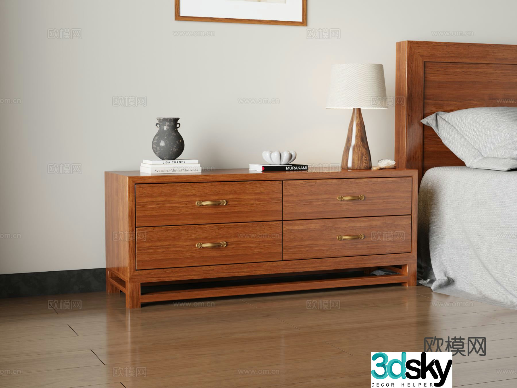 New Chinese style bedside table 3D model
