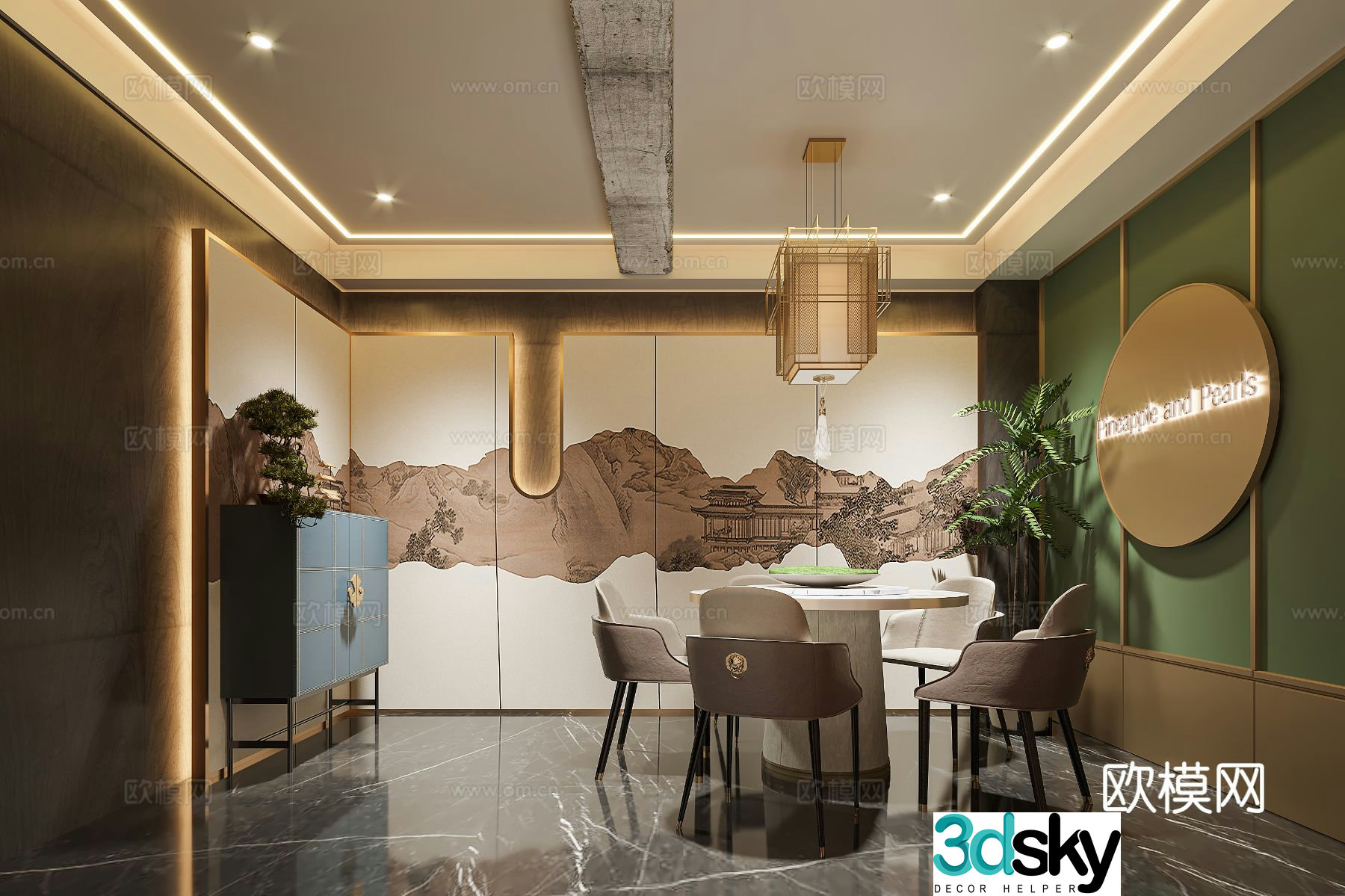 New Chinese restaurant private room 3D model