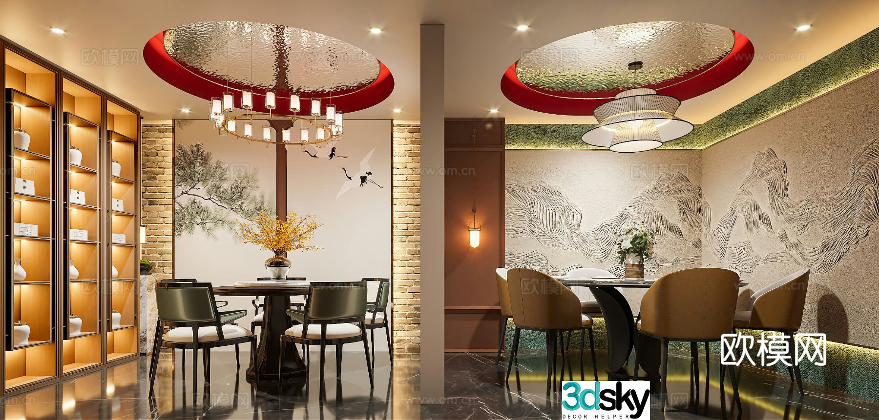 New Chinese restaurant private room 3D model
