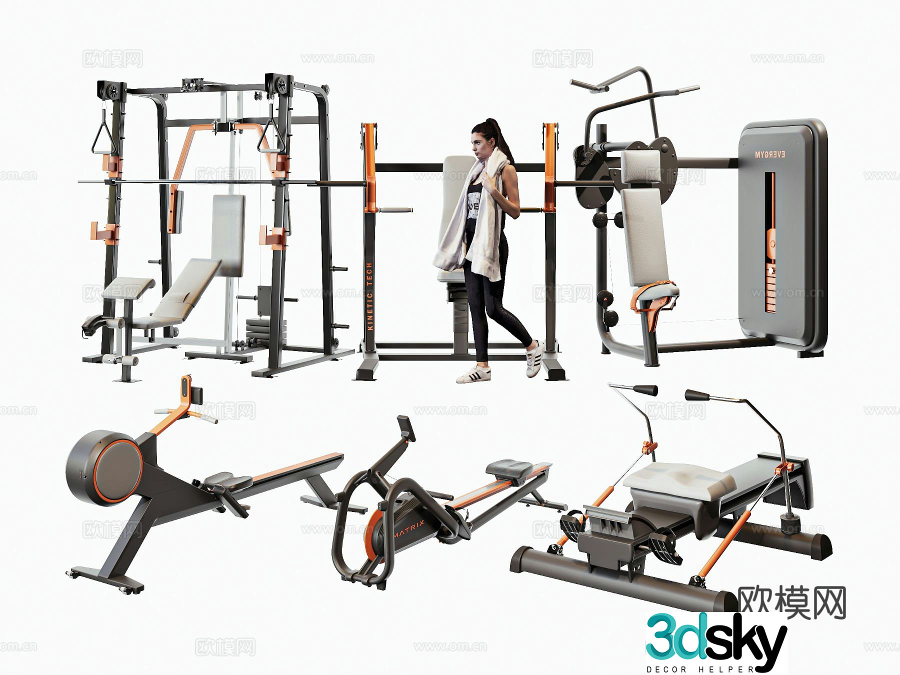 Modern fitness equipment 3d model