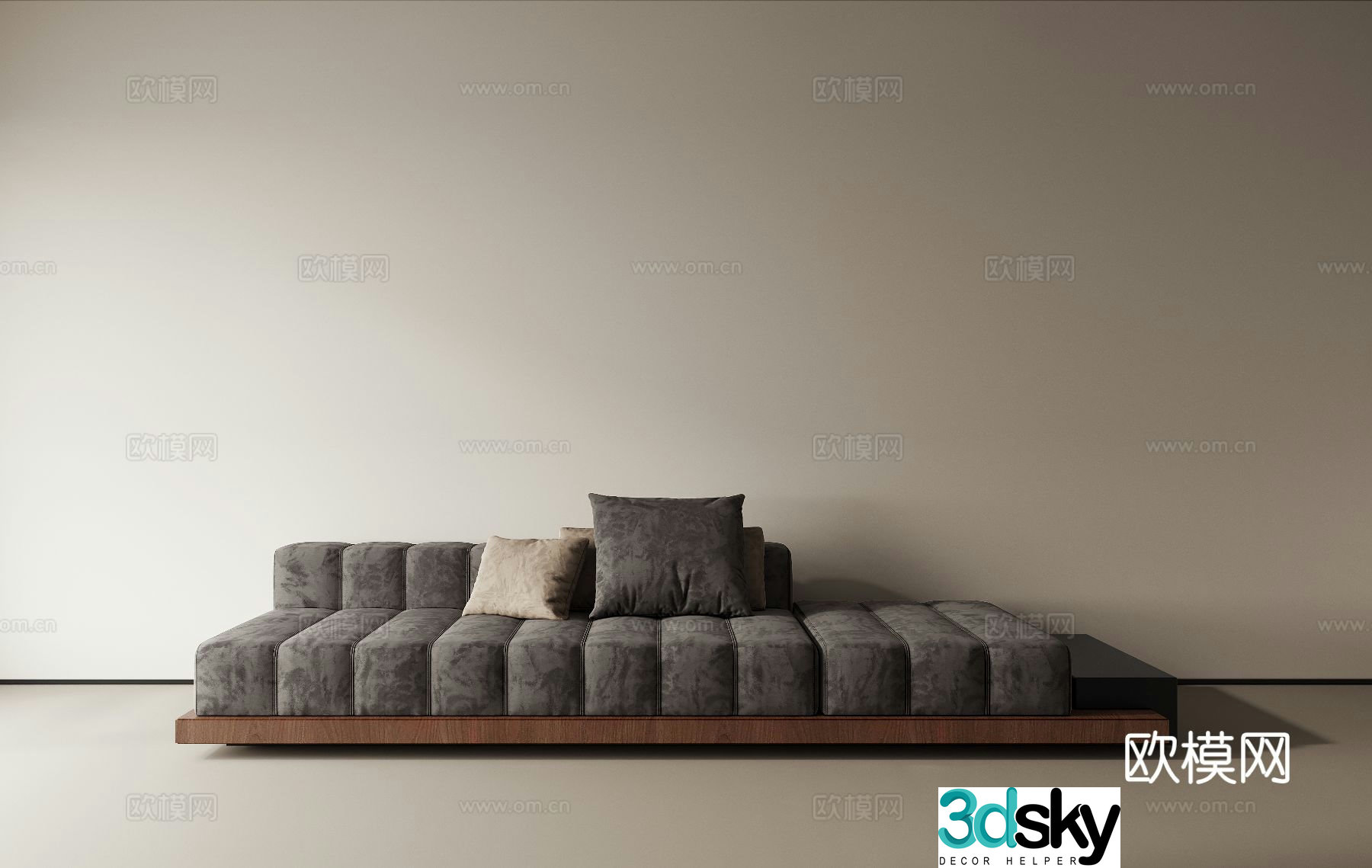 Fabric sofa Multi-person sofa Three-person sofa 3D model