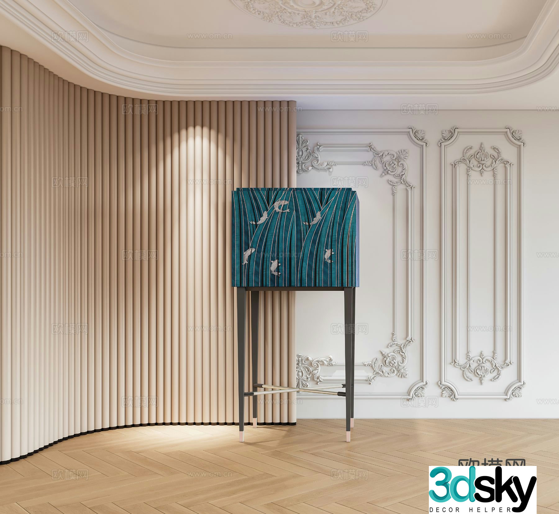 Light luxury high cabinet high-foot cabinet 3D model