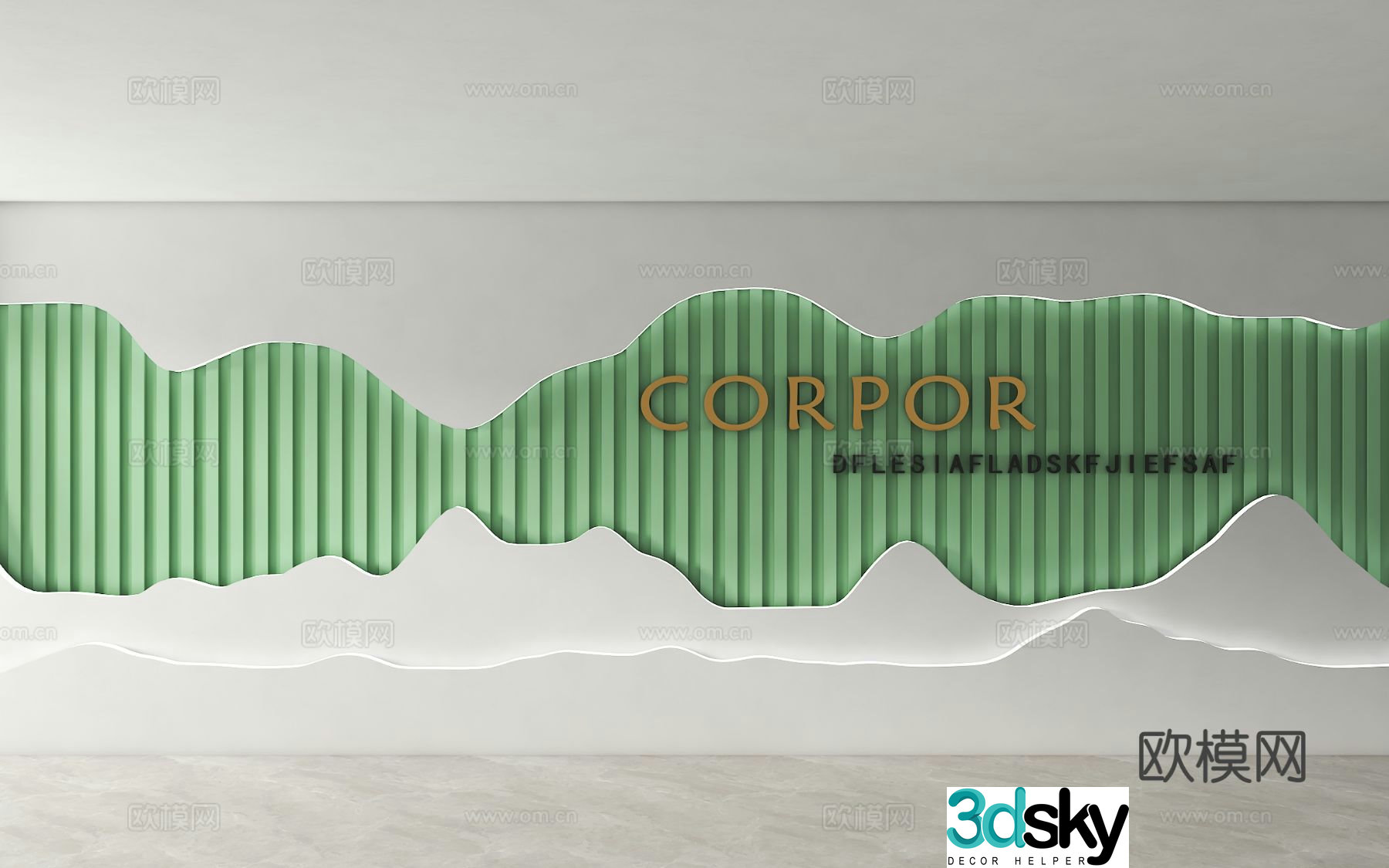 Special shape background wall corrugated background wall wavy background wall image wall front desk background wall 3d model