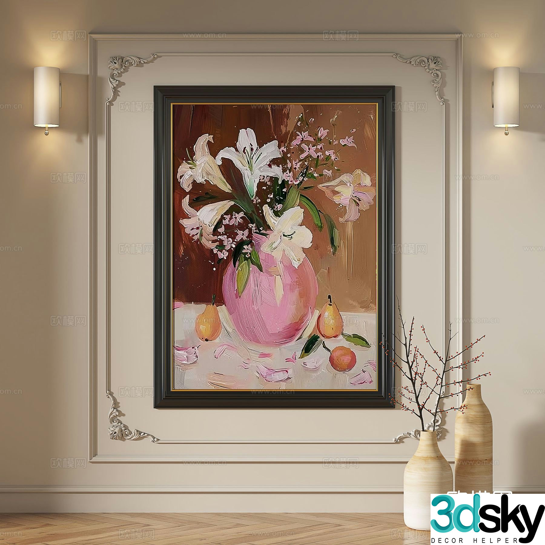 French hanging paintings retro oil paintings European murals classical decorative paintings abstract paintings decorative paintings 3D model