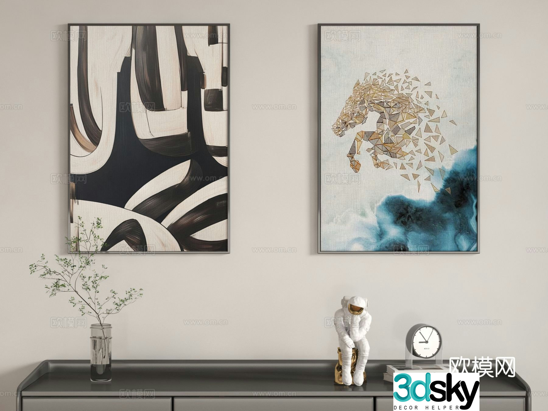 Light luxury decorative painting hanging painting 3d model