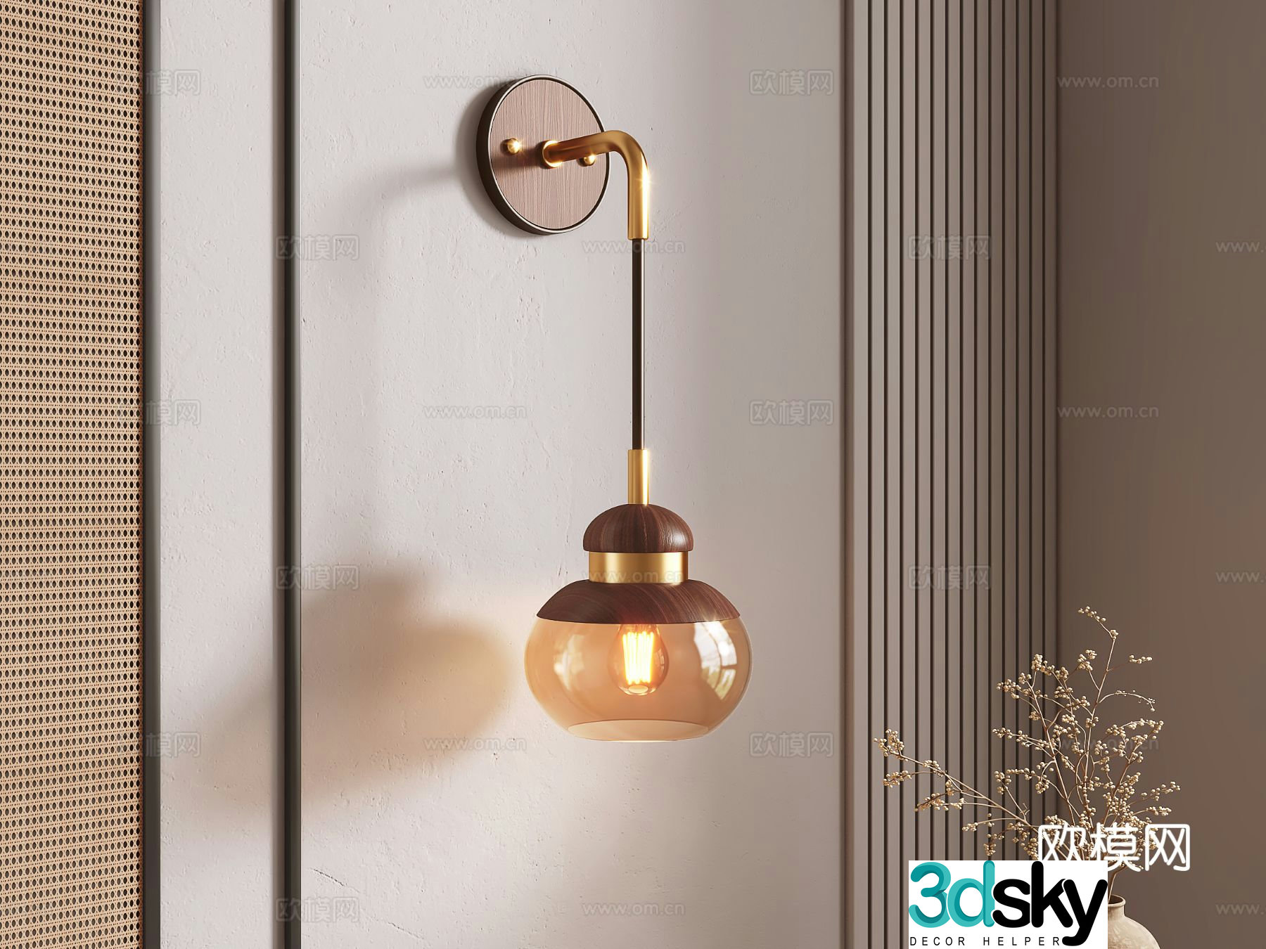 3D model of medieval style wall light