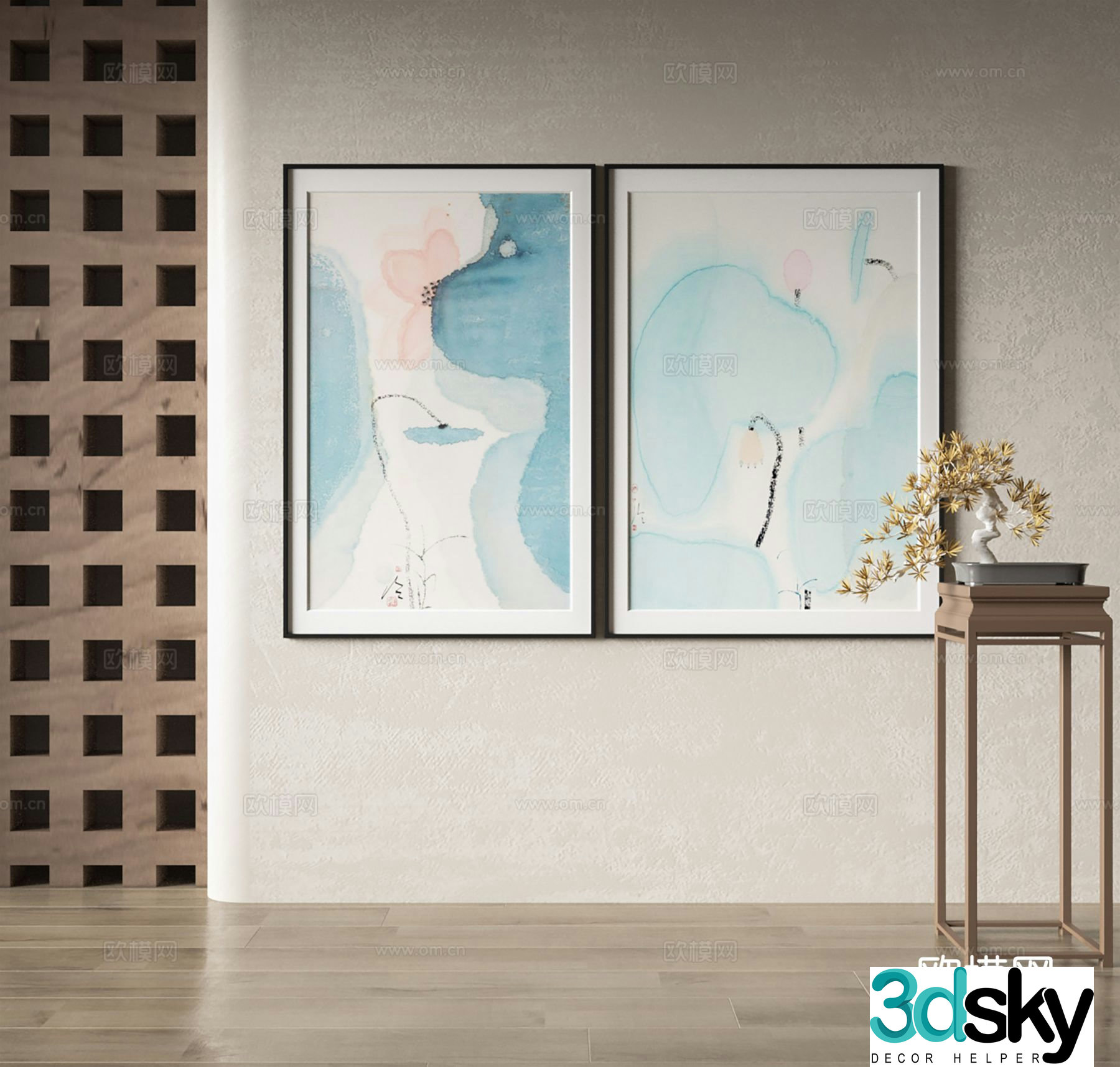 New Chinese style decorative painting 3D model