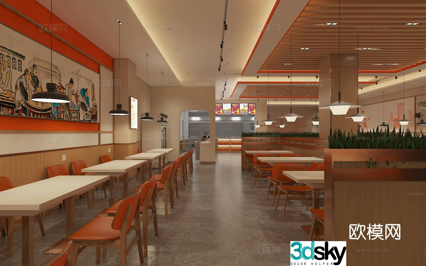 Modern noodle shop vermicelli shop 3d model