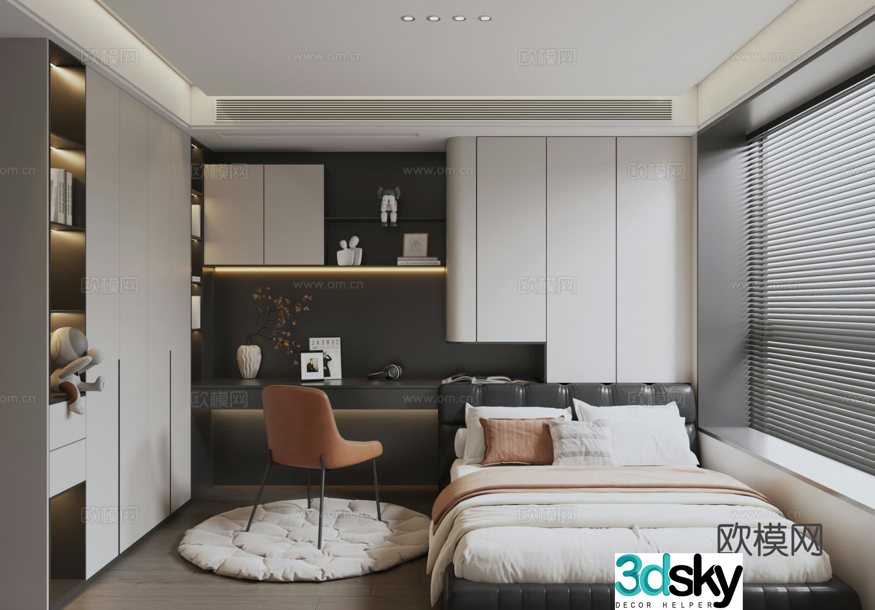 Modern tatami bedroom 3d model