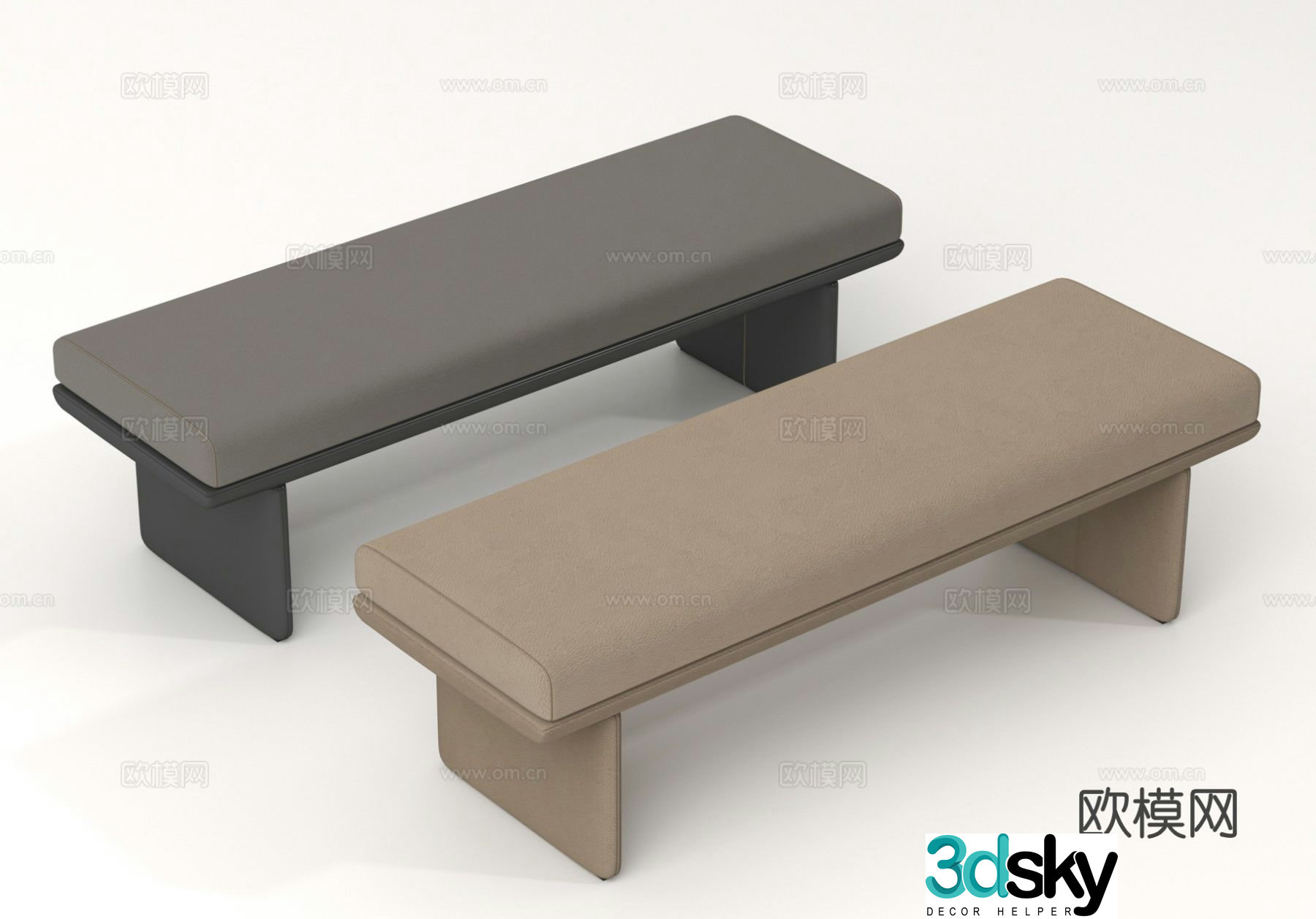 Bed tail stool foot pedal sofa stool shoe change stool long bench 3D model