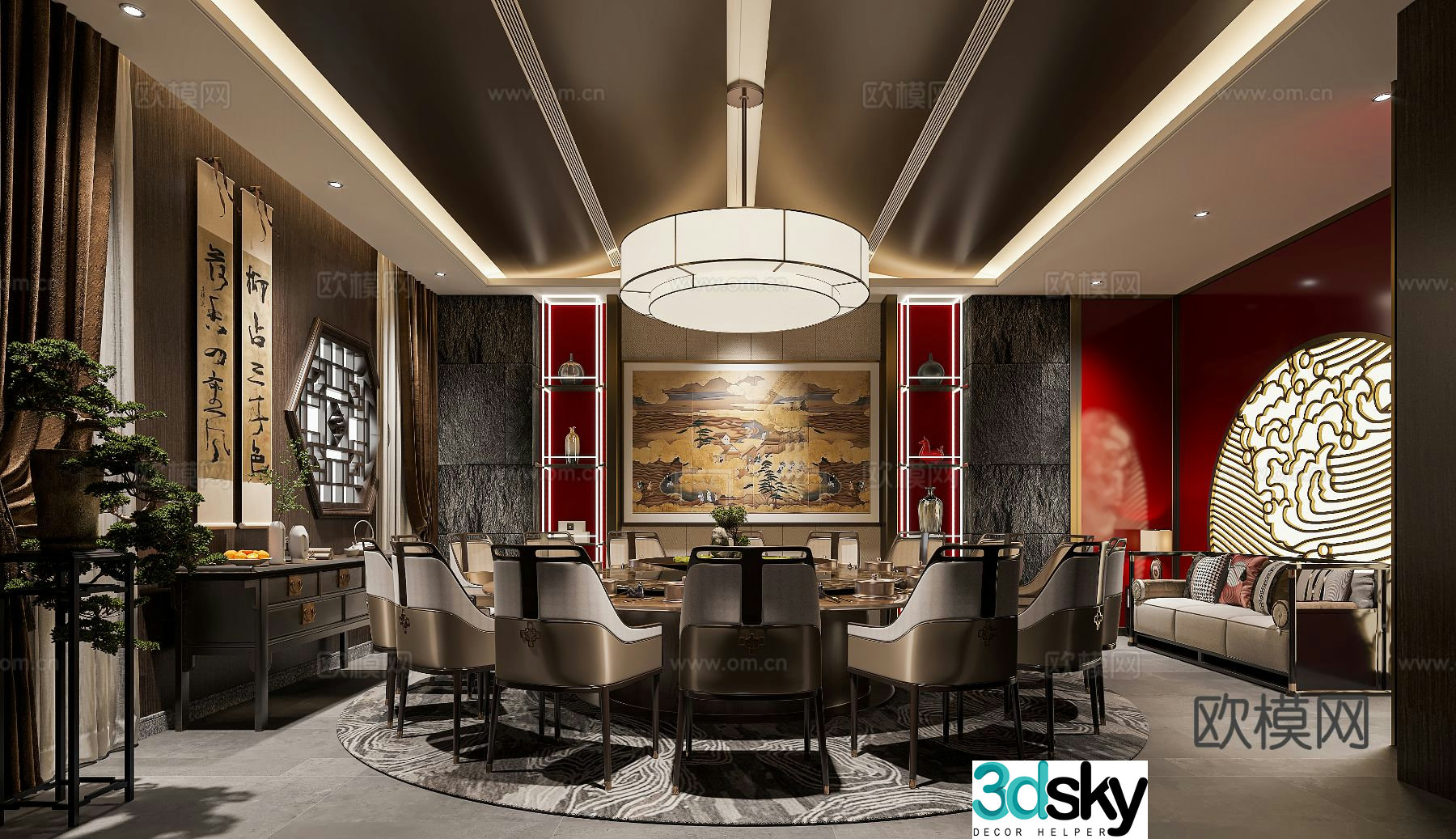 New Chinese restaurant private room 3D model