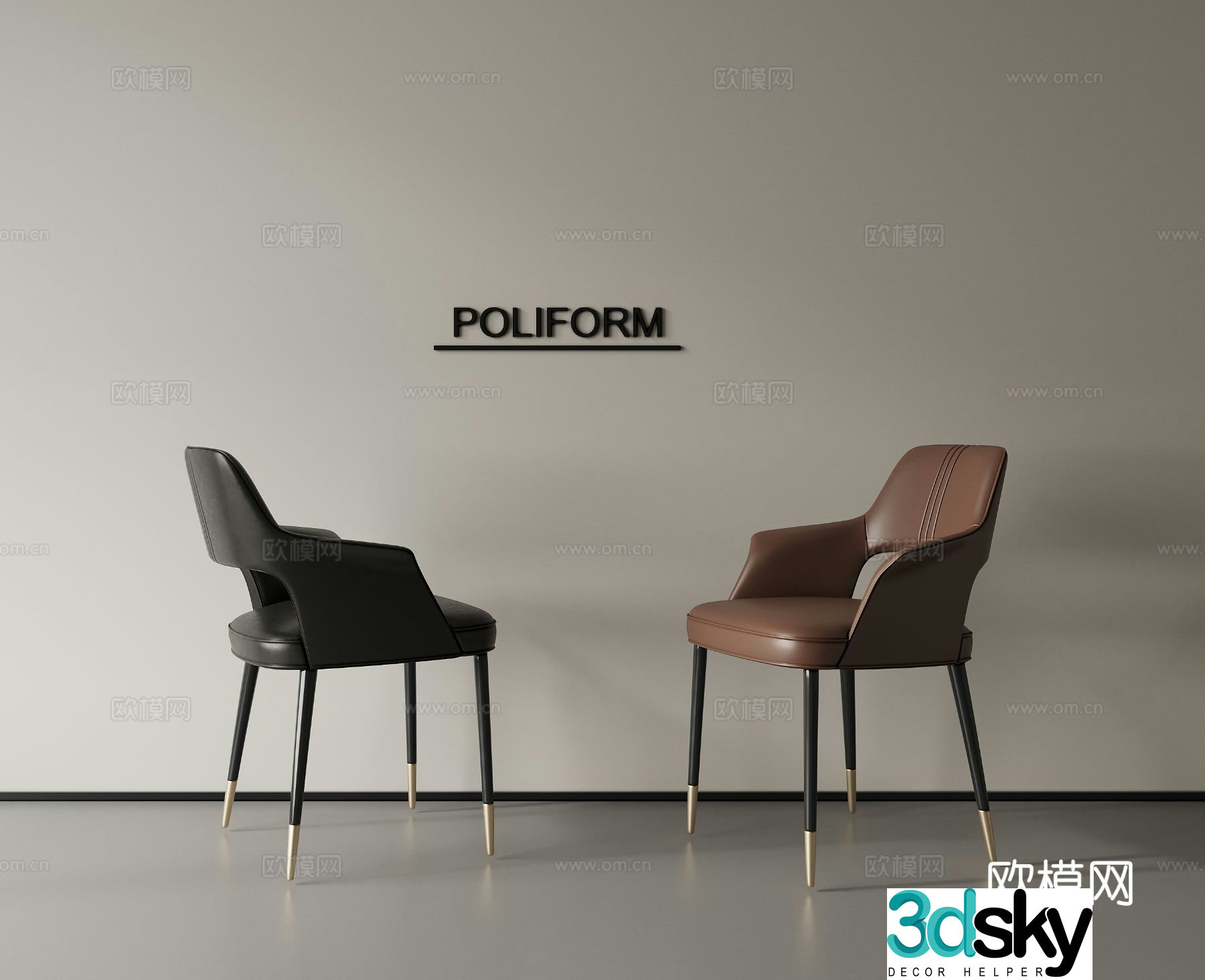 Dining chair Single chair Leather chair Book chair 3d model