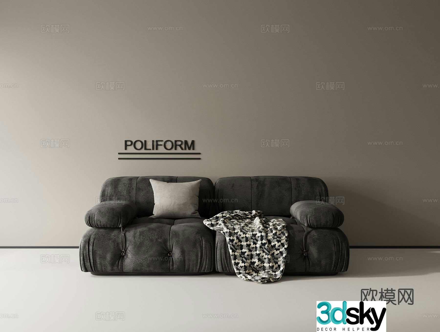 Double sofa small sofa fabric sofa 3d model