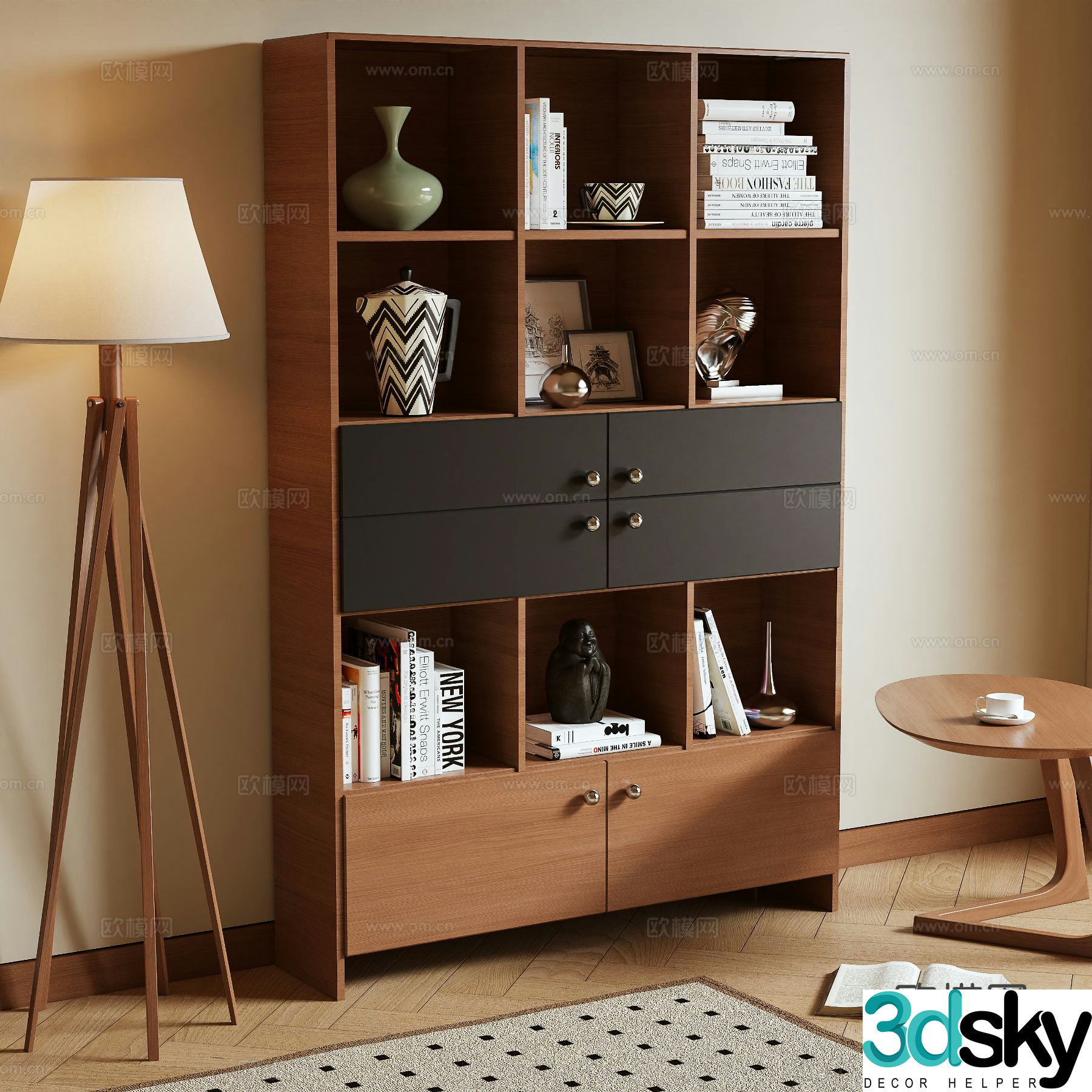 Middle-aged bookcase locker 3d model
