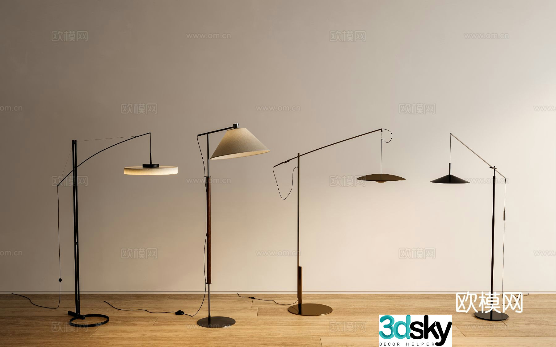 Modern Italian light luxury flooring Italian fishing lamp Metal flooring lamp Fishing lamp 3D model