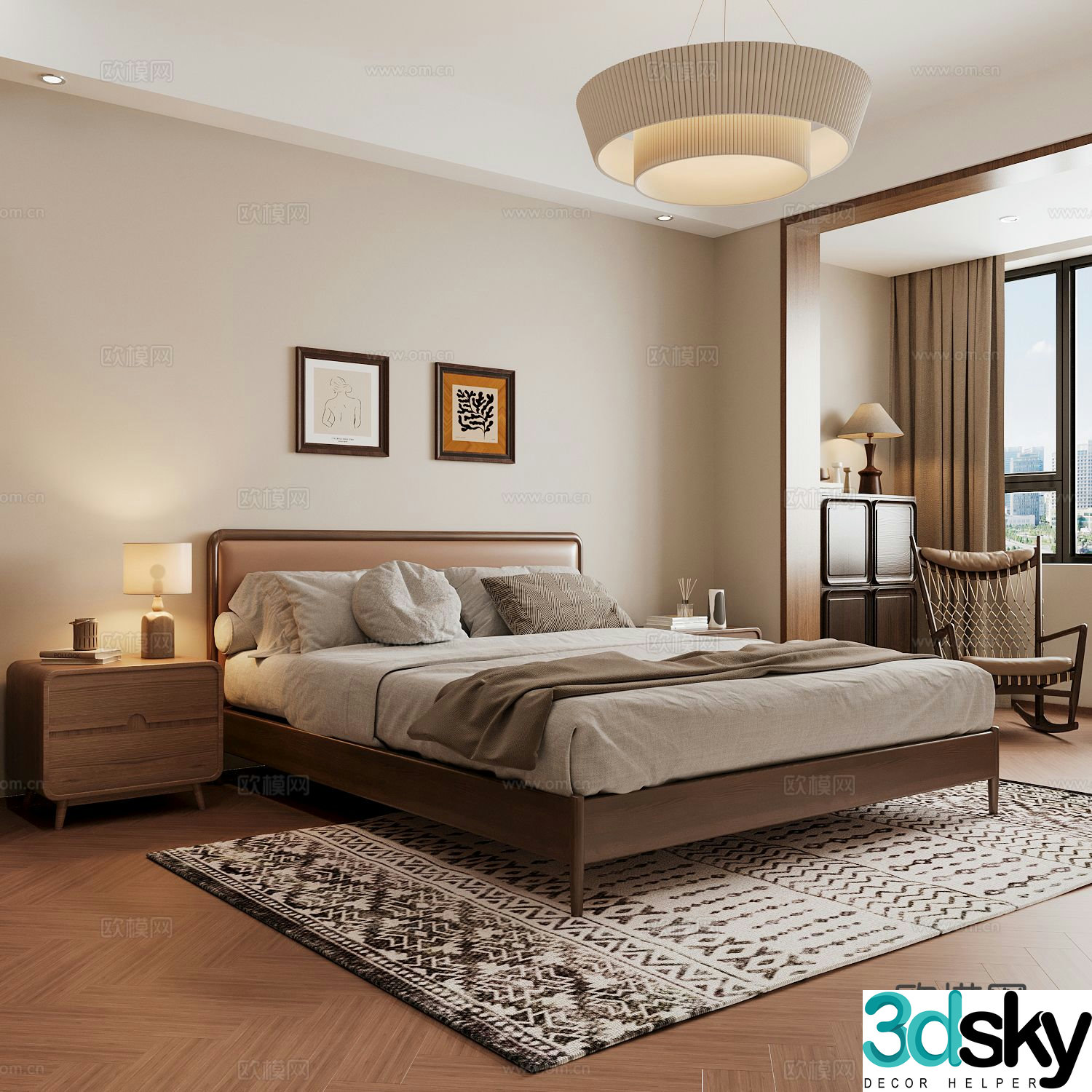 Middle-aged home bedroom Wasabi style bedroom Secondary bedroom Master bedroom Bathroom Window bedroom 3D model