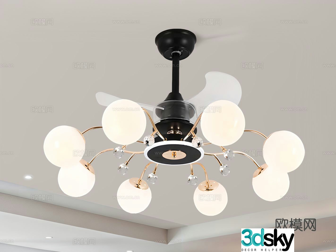 Modern fan lights decorative lights 3d model