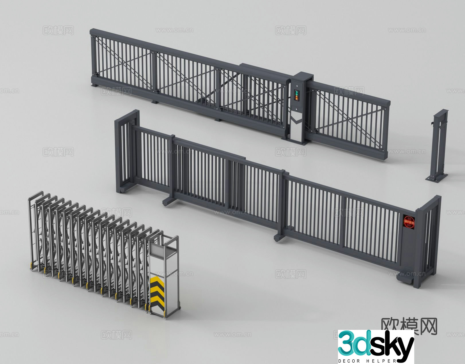Access control security door telescopic door 3D model