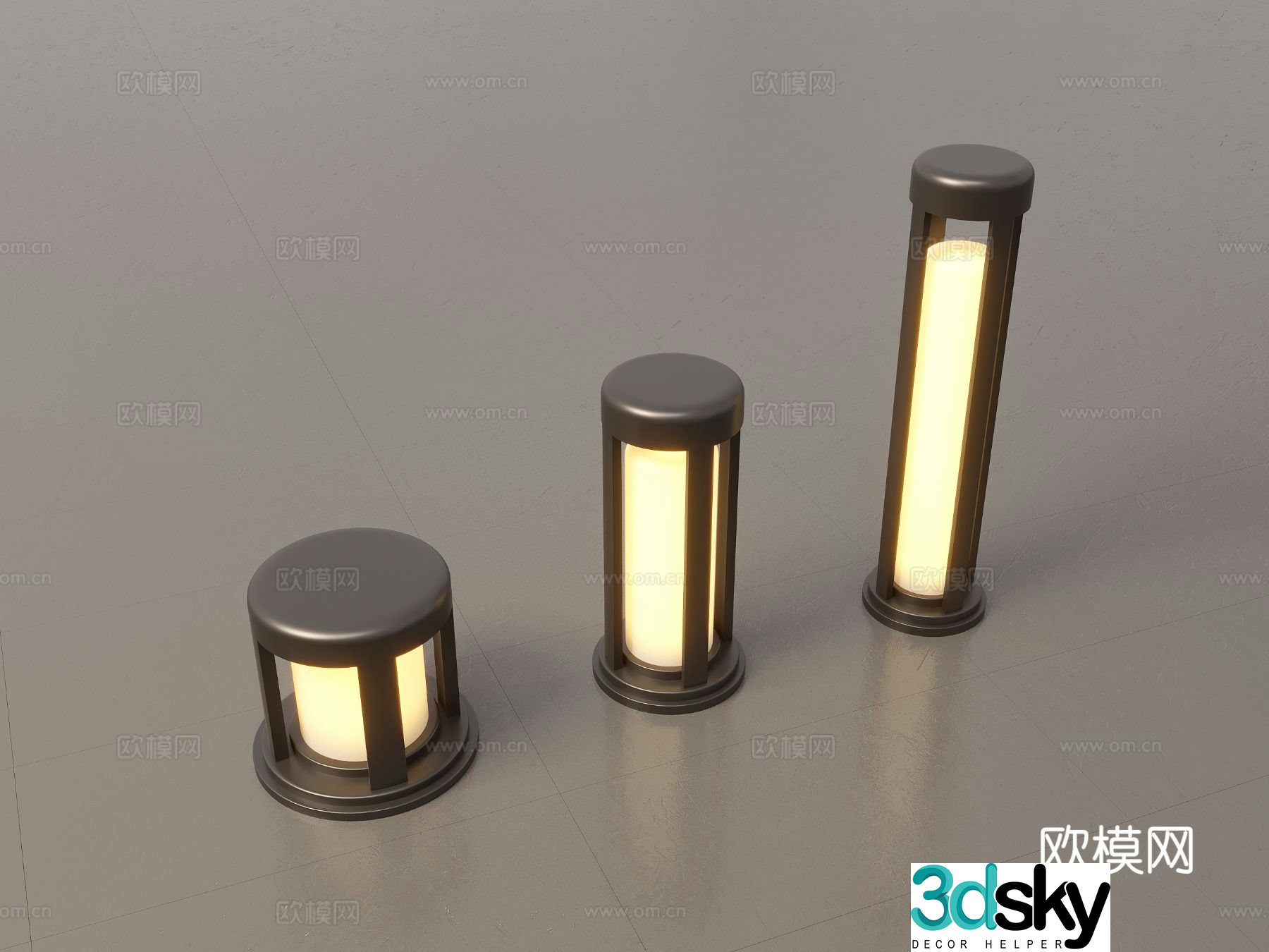 New Chinese-style landscape lights lawn lights garden lights outdoor light combination 3D model