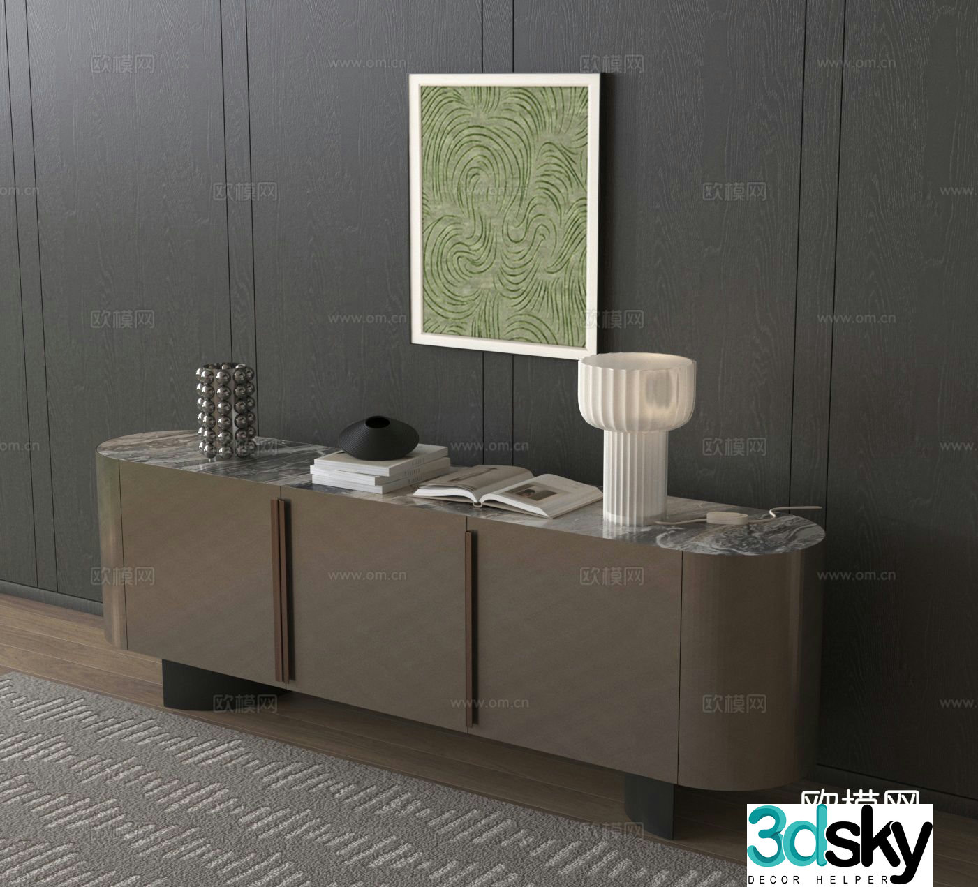 Entrance cabinet side cabinet hanging painting 3D model