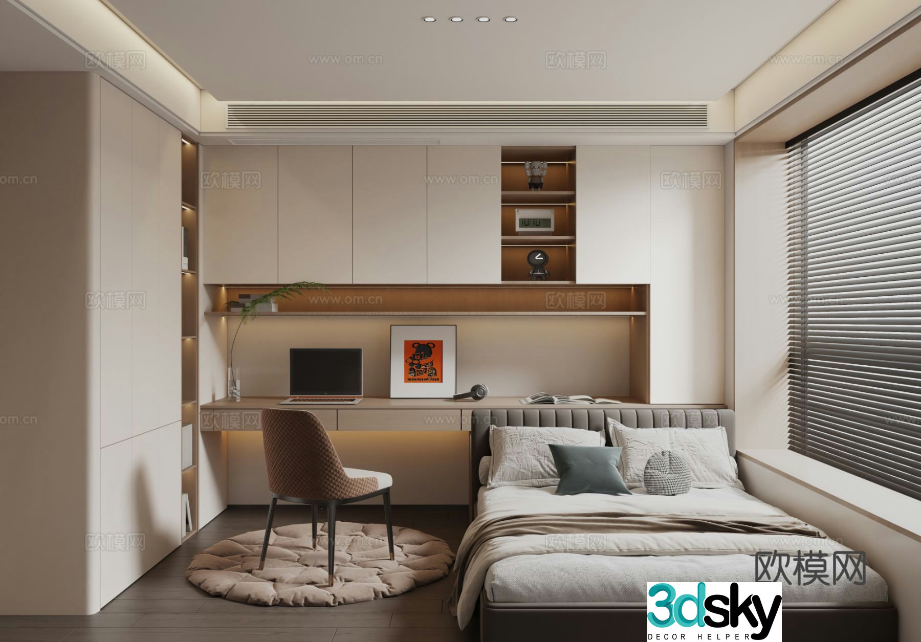 Modern tatami bedroom 3d model