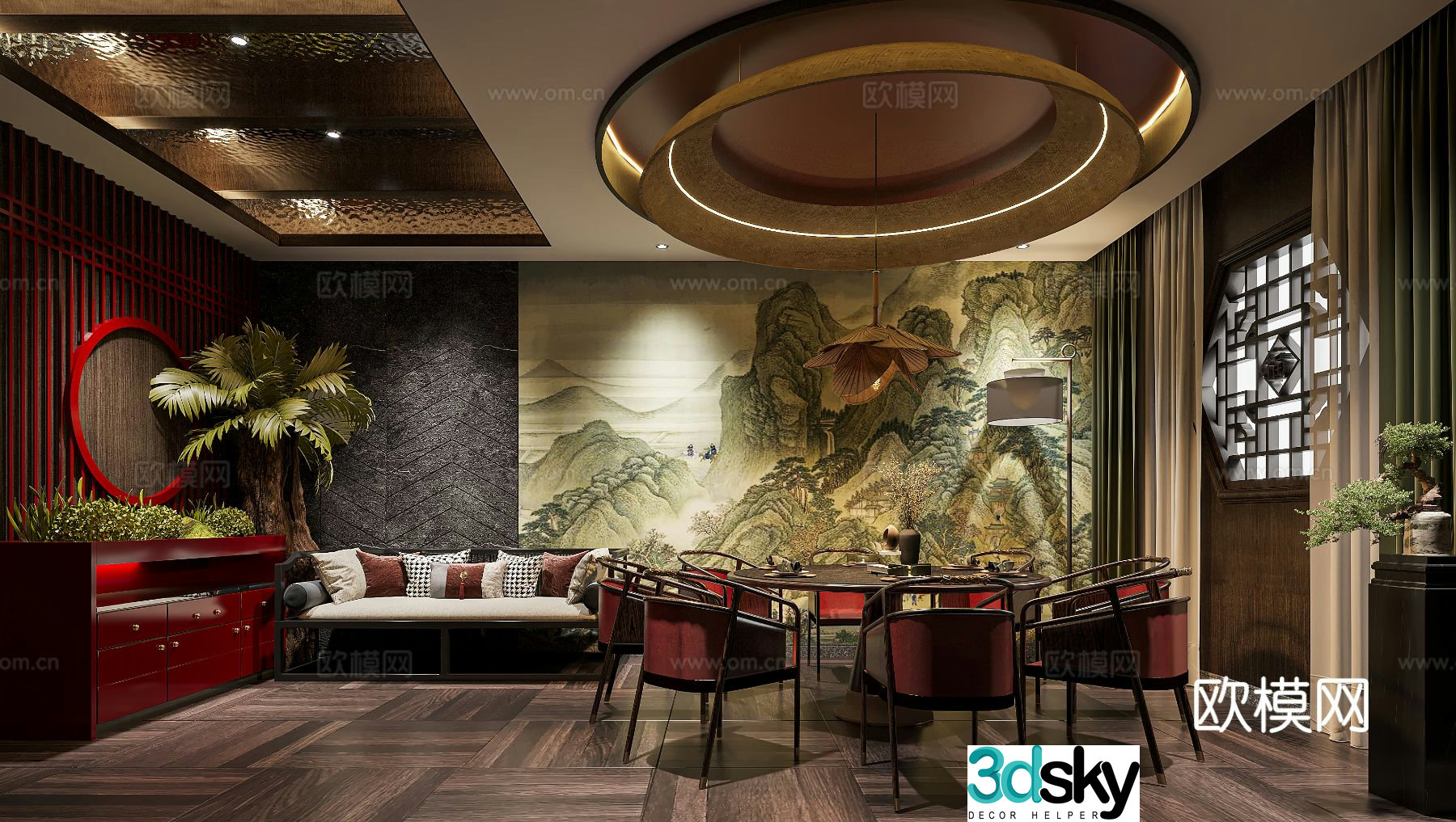 New Chinese restaurant private room 3D model