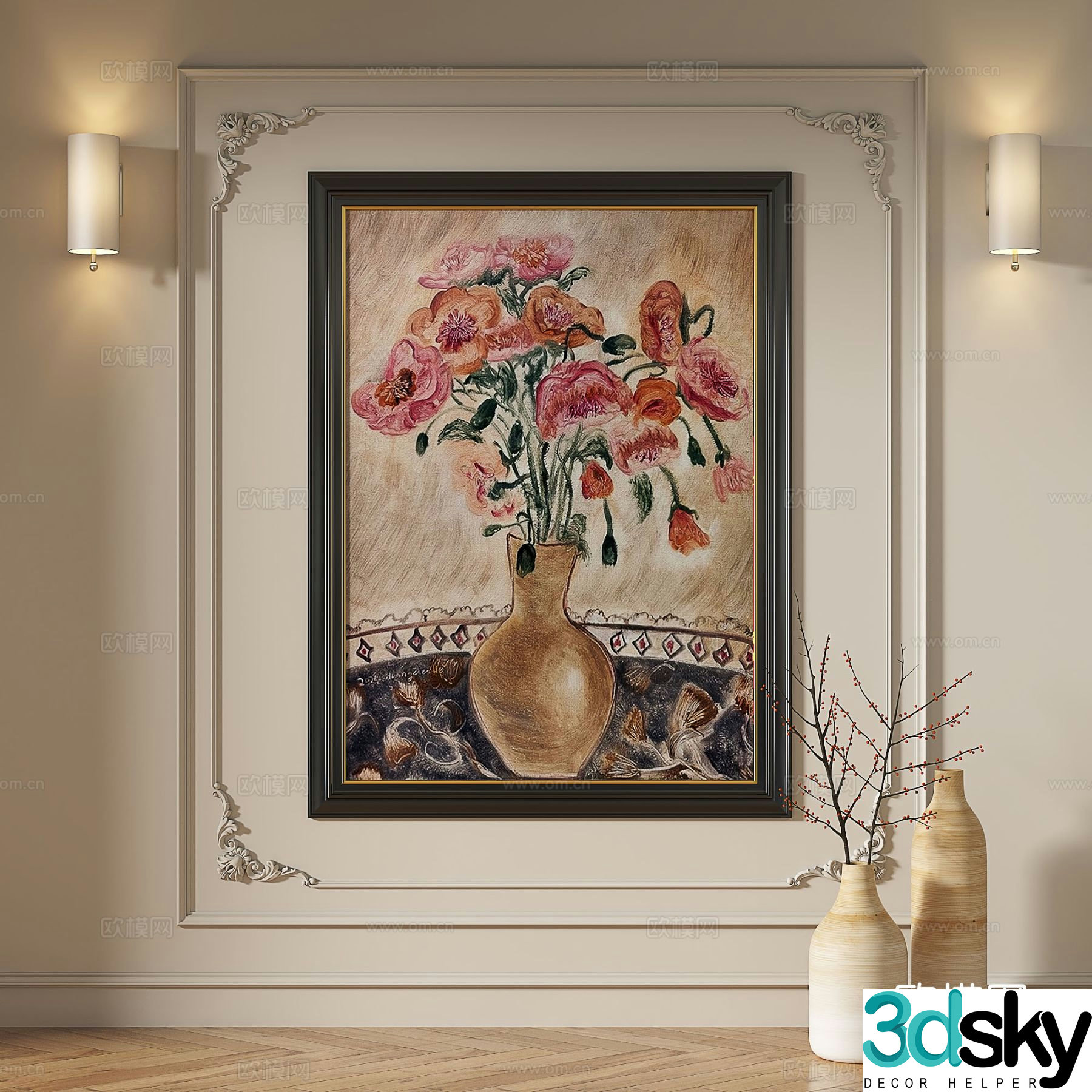 French hanging paintings retro oil paintings European murals classical decorative paintings abstract paintings decorative paintings 3D model