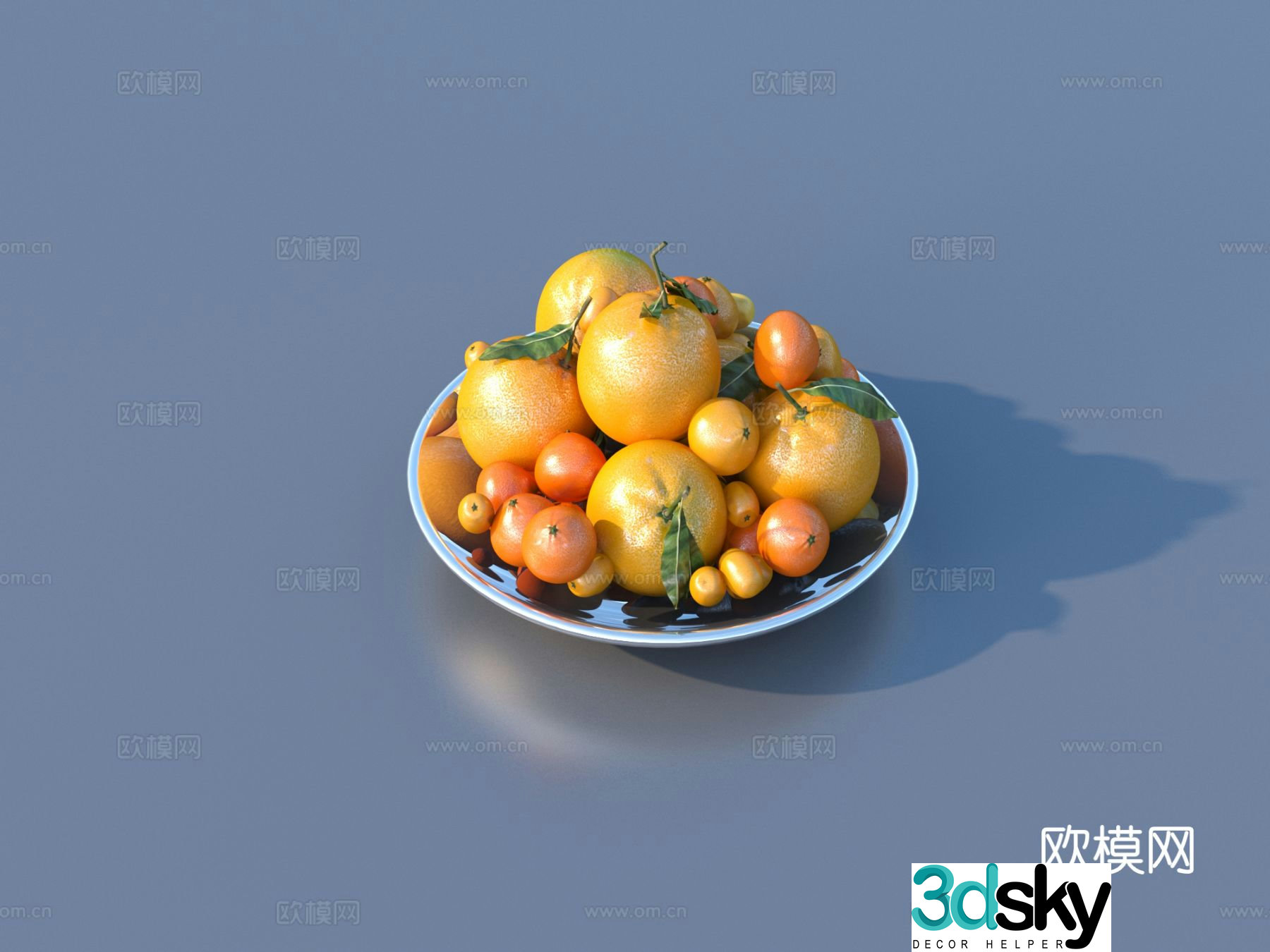 Orange fruit plate 3d model