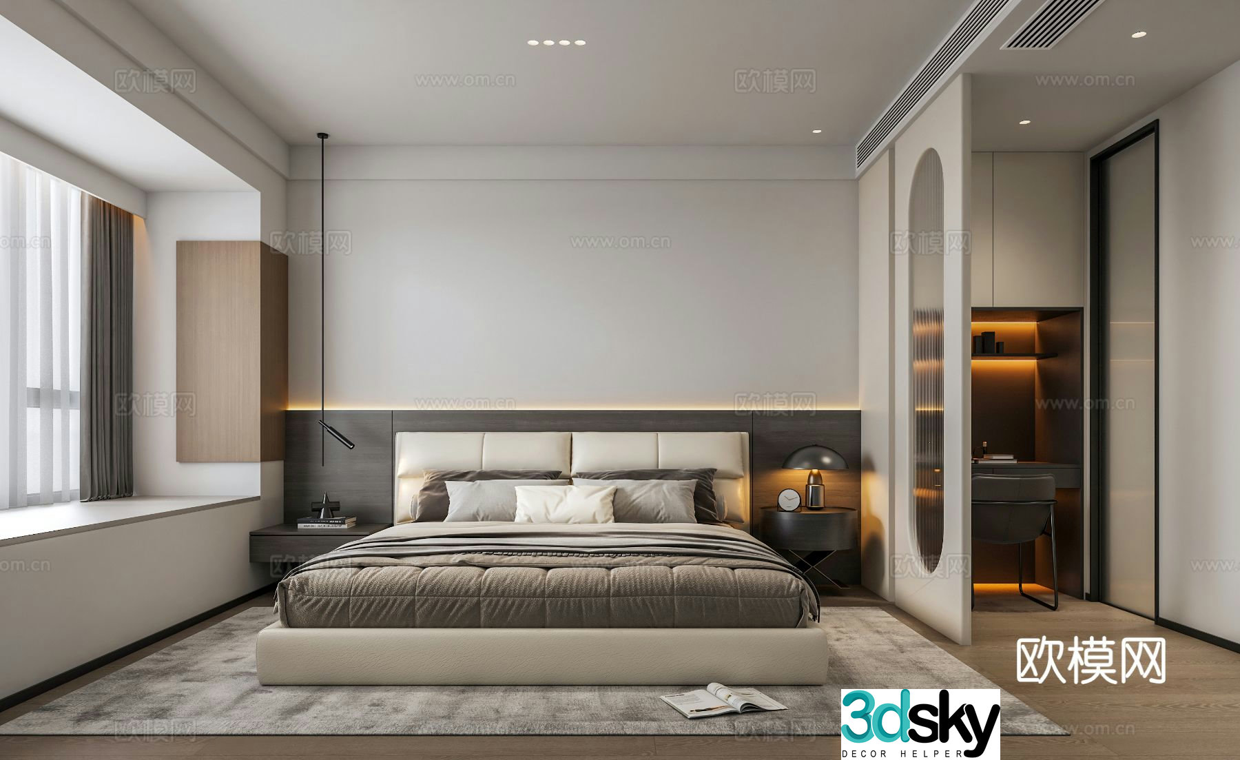 Italian minimalist home bedroom 3d model