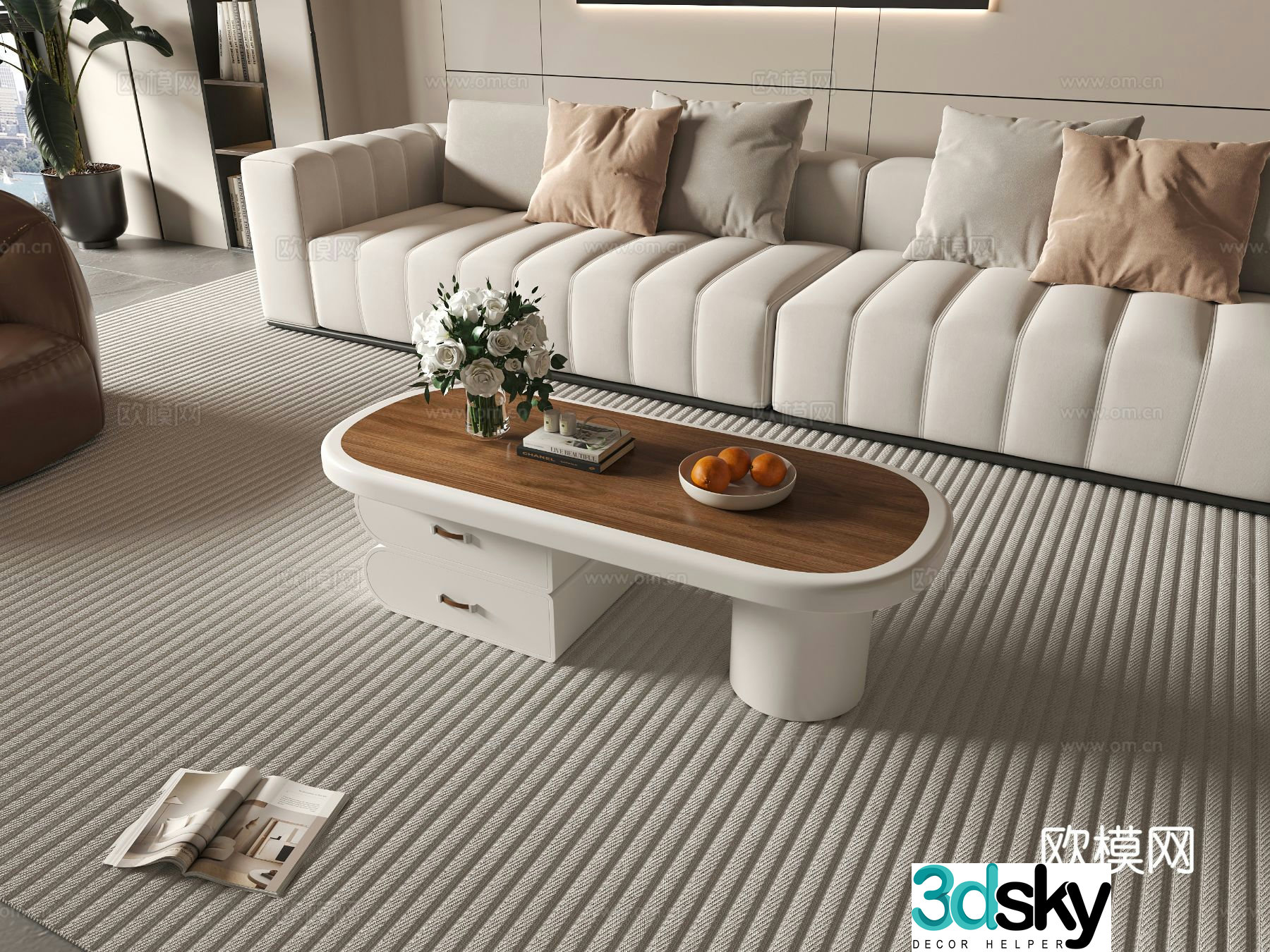 Oval coffee table 3d model