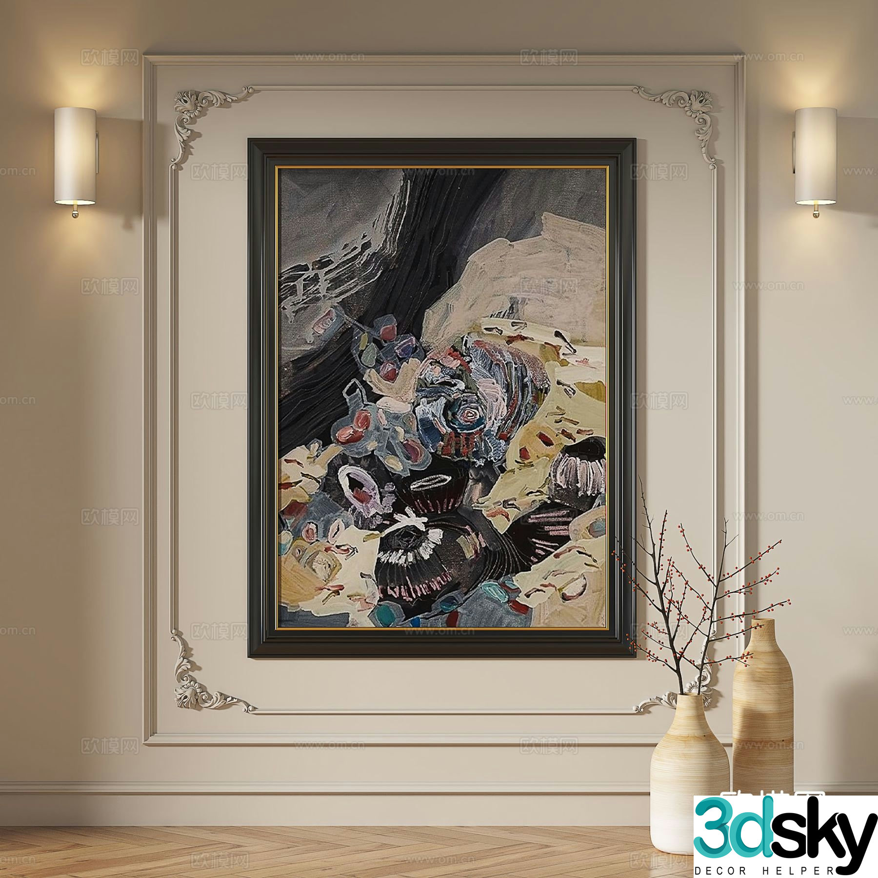 French hanging paintings retro oil paintings European murals classical decorative paintings abstract paintings decorative paintings 3D model