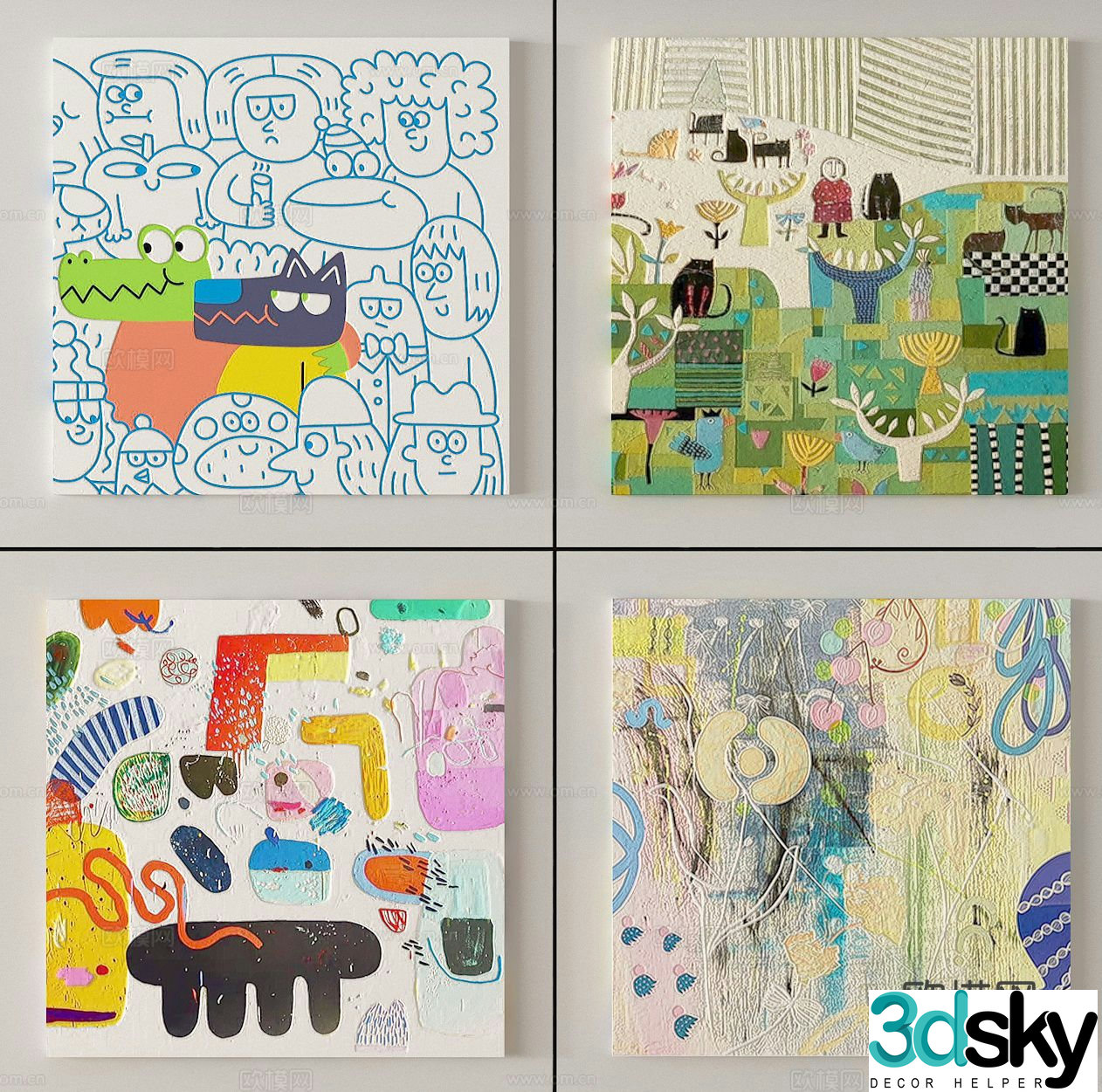 Decorative paintings hanging paintings wall decorations hanging decorations 3d model