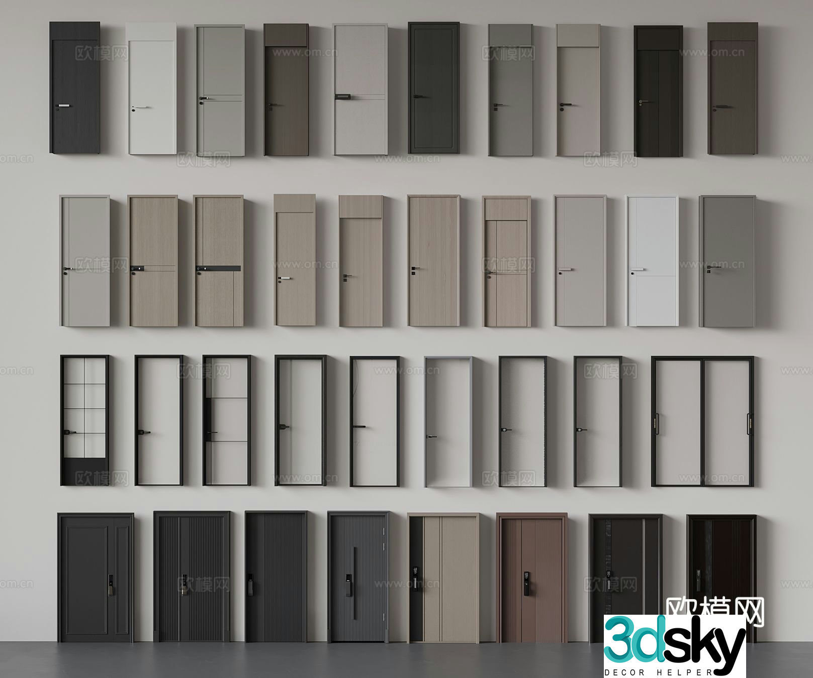 Modern door combination 3D model