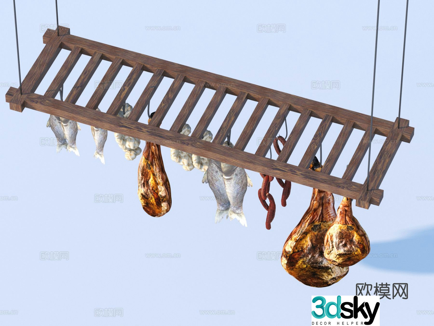 Hanging rack bacon air-dried meat barbecue 3d model