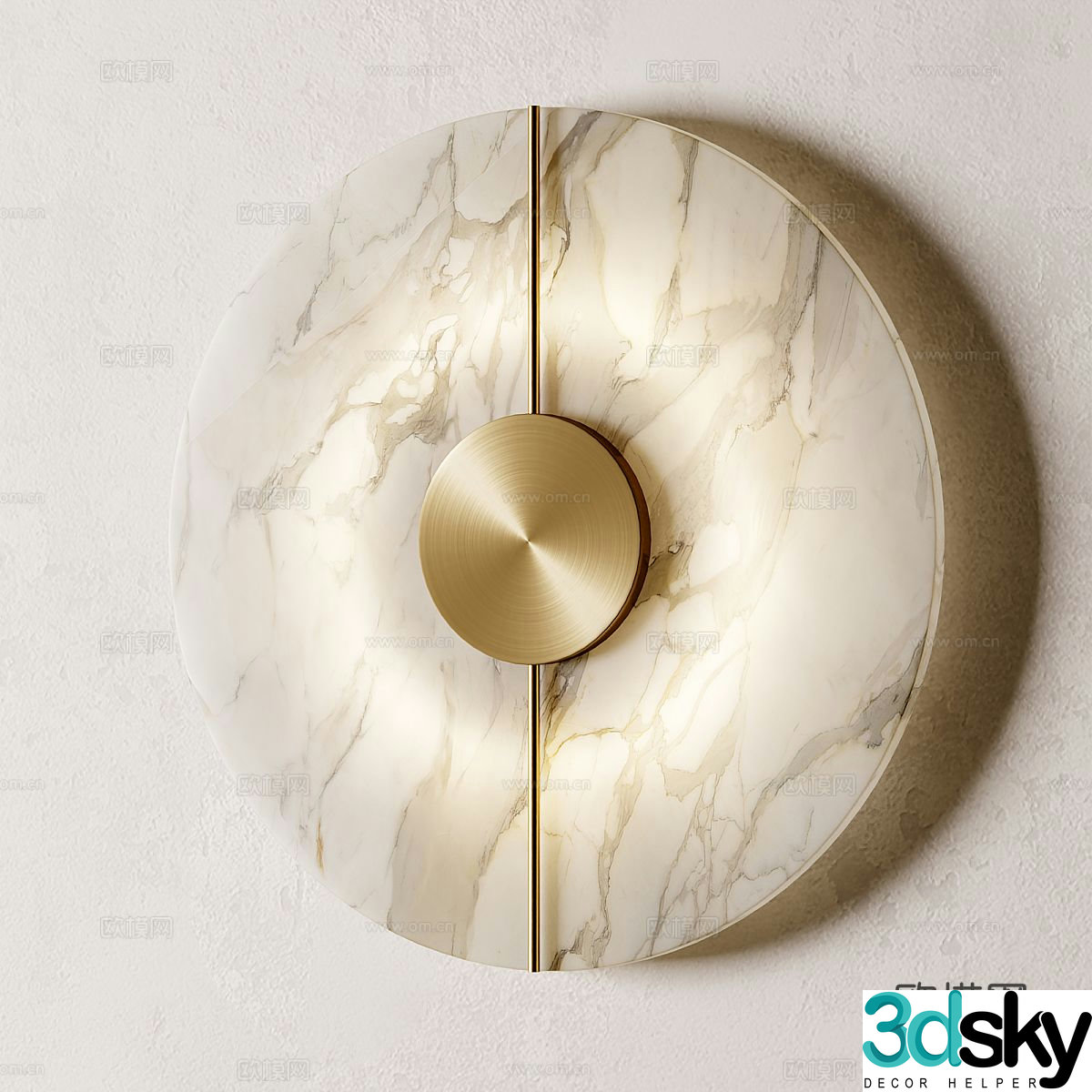 New Chinese style light luxury Radial marble wall light 3D model