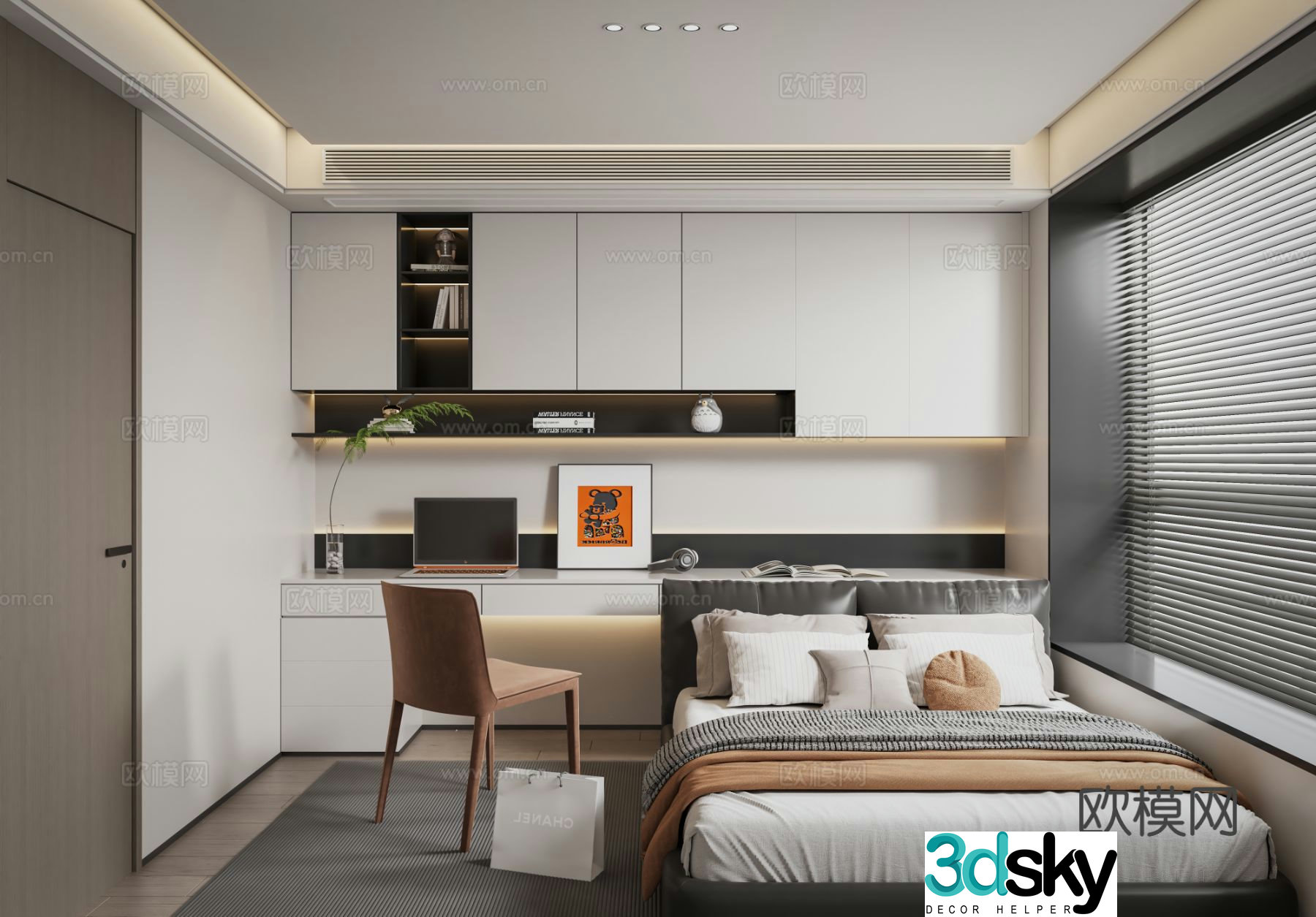 Modern tatami bedroom 3d model