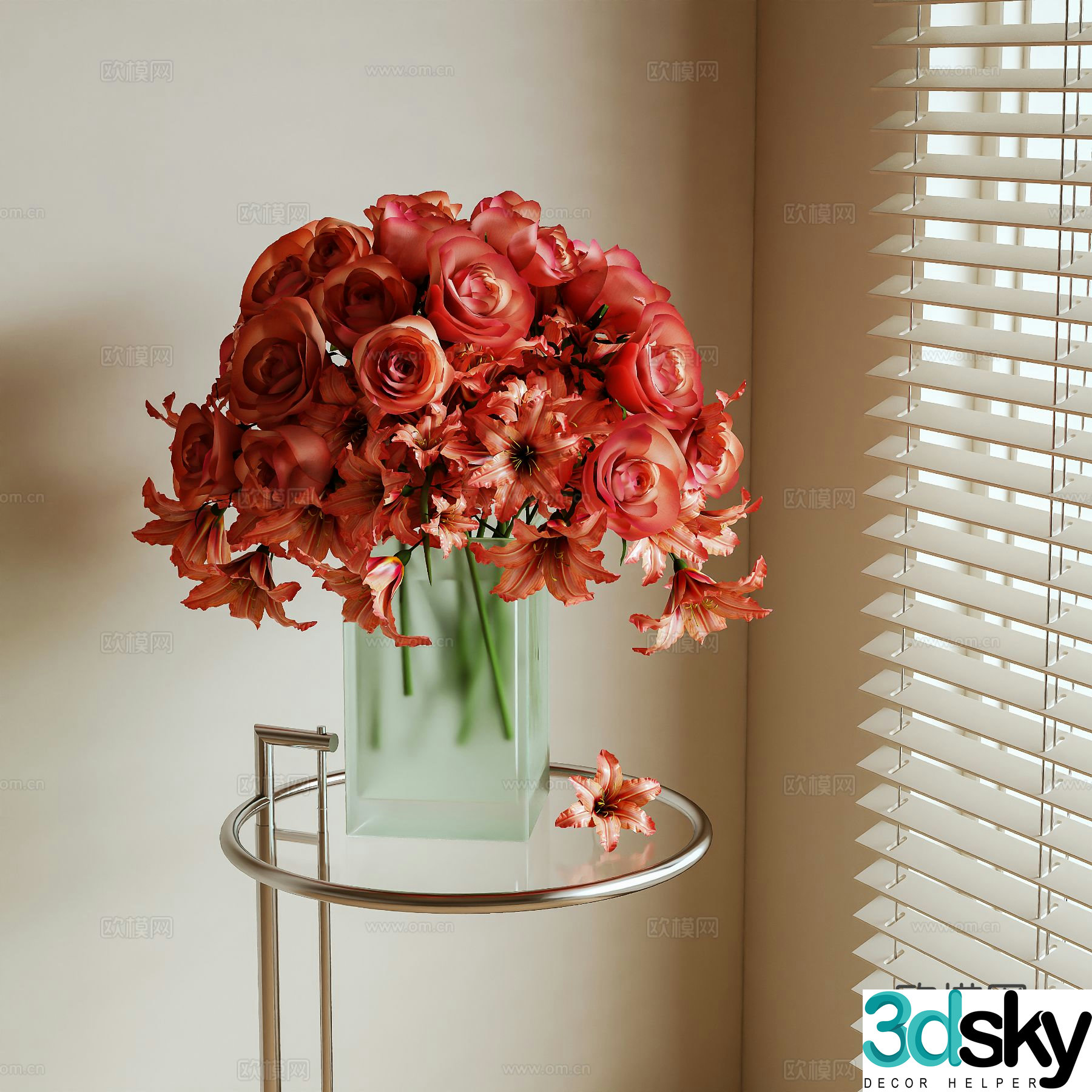 Modern flowers flower arrangement vase flowers 3d model