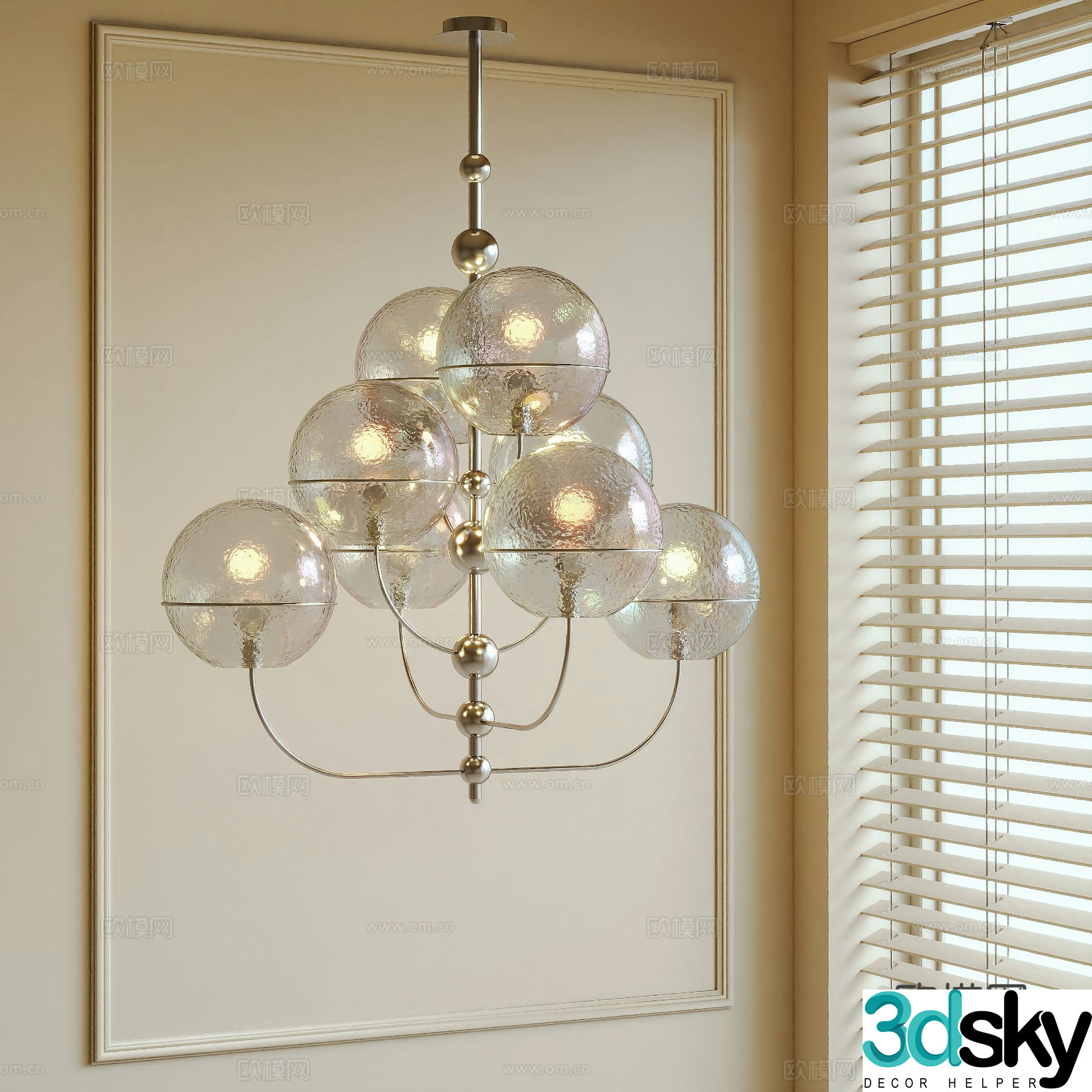 Modern Chandelier Glass Lamp 3D Model