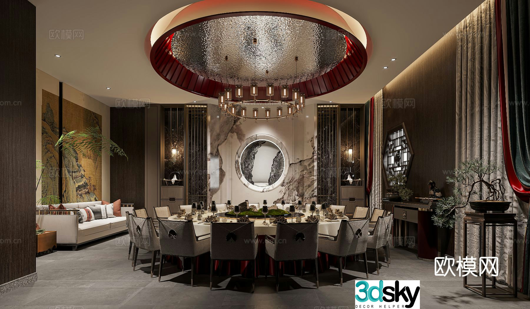 New Chinese restaurant private room 3D model