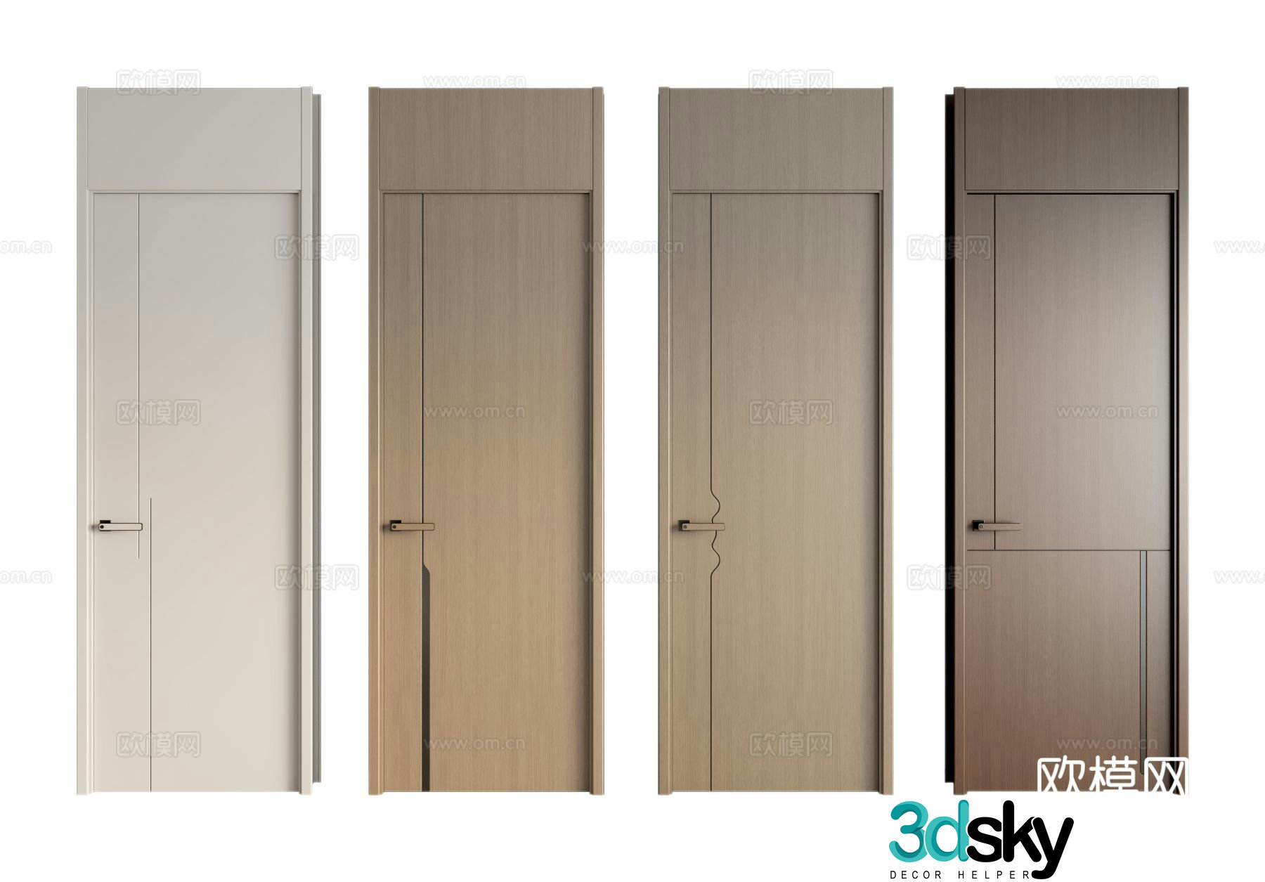 Modern Italian room door Combination door 3d model