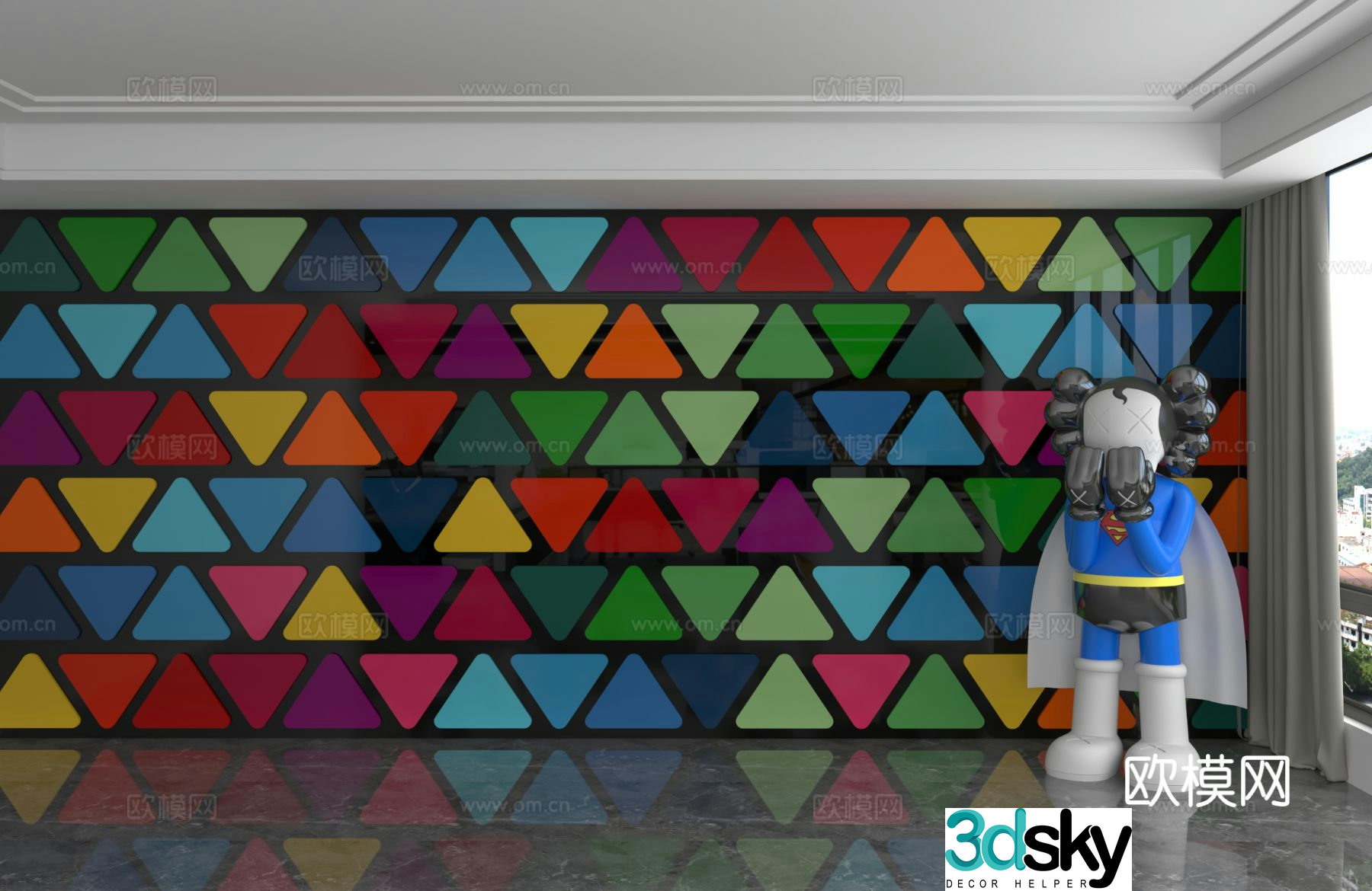Modern background wall Triangle background wall 3d model