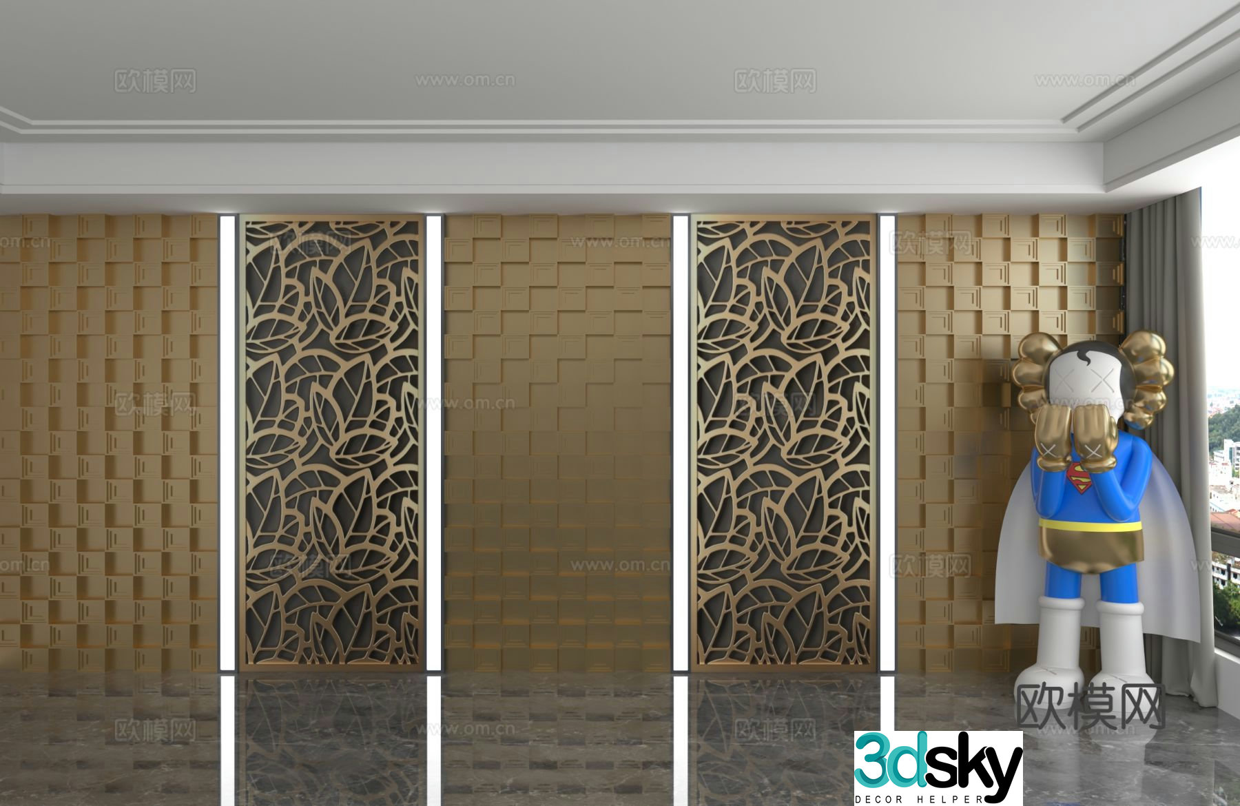 Modern background wall 3d model