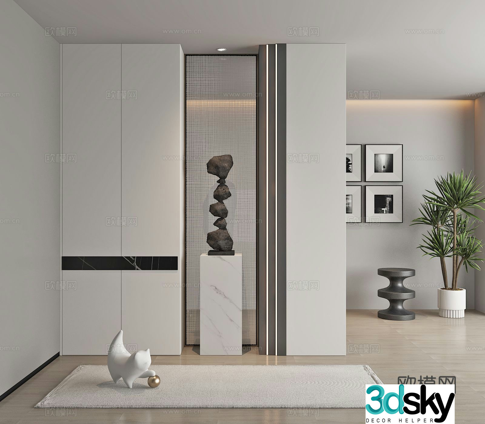 Modern porch cabinet shoe cabinet partition shoe cabinet 3d model