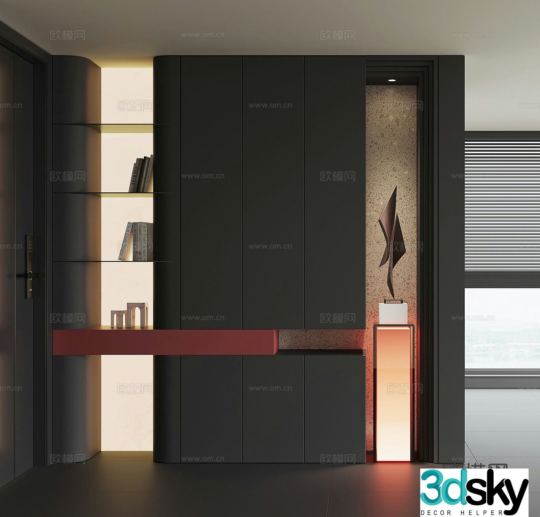 Modern home entrance shoe cabinet 3D model