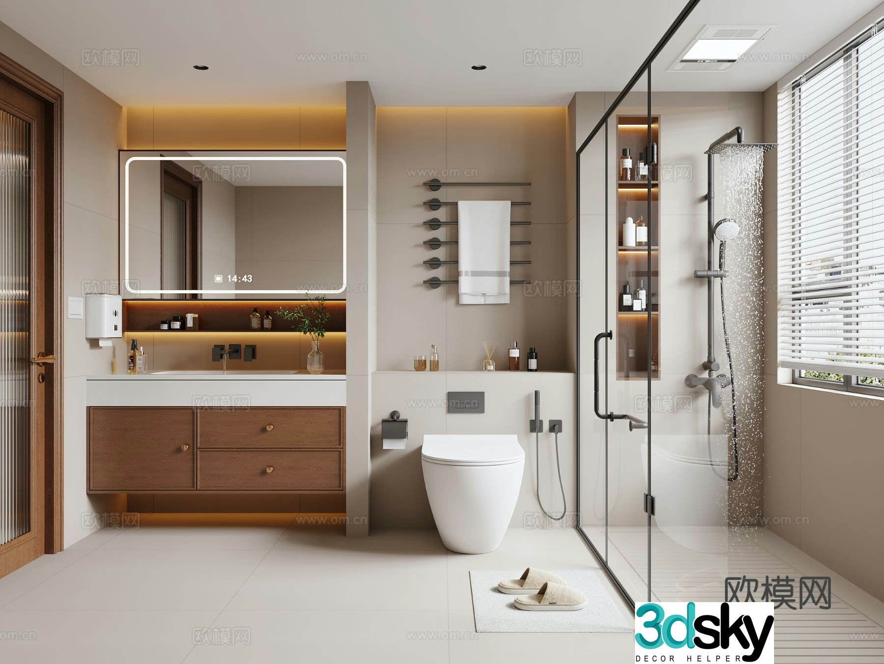 Middle style bathroom 3d model
