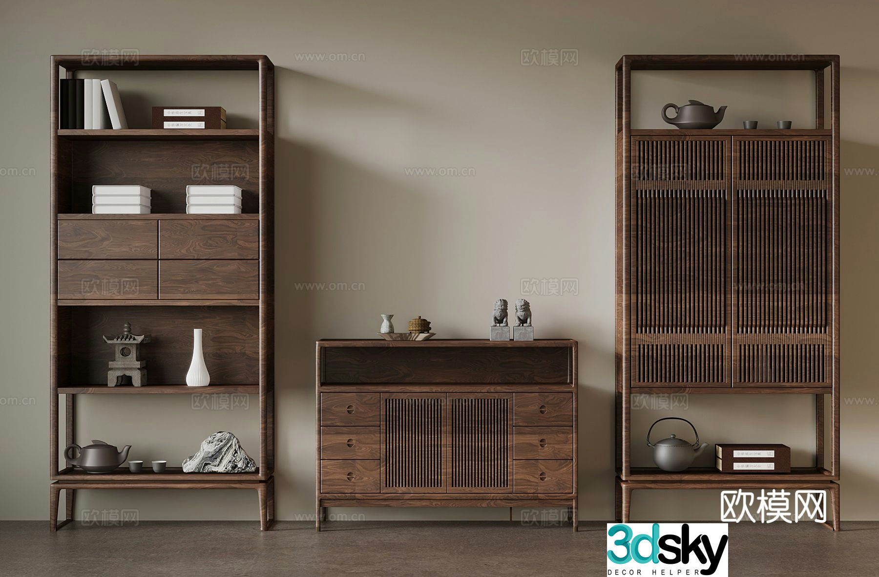 New Chinese-style tea cabinet Bogu shelf 3D model