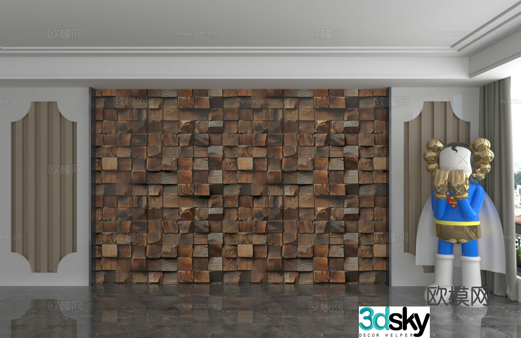 Modern background wall 3d model