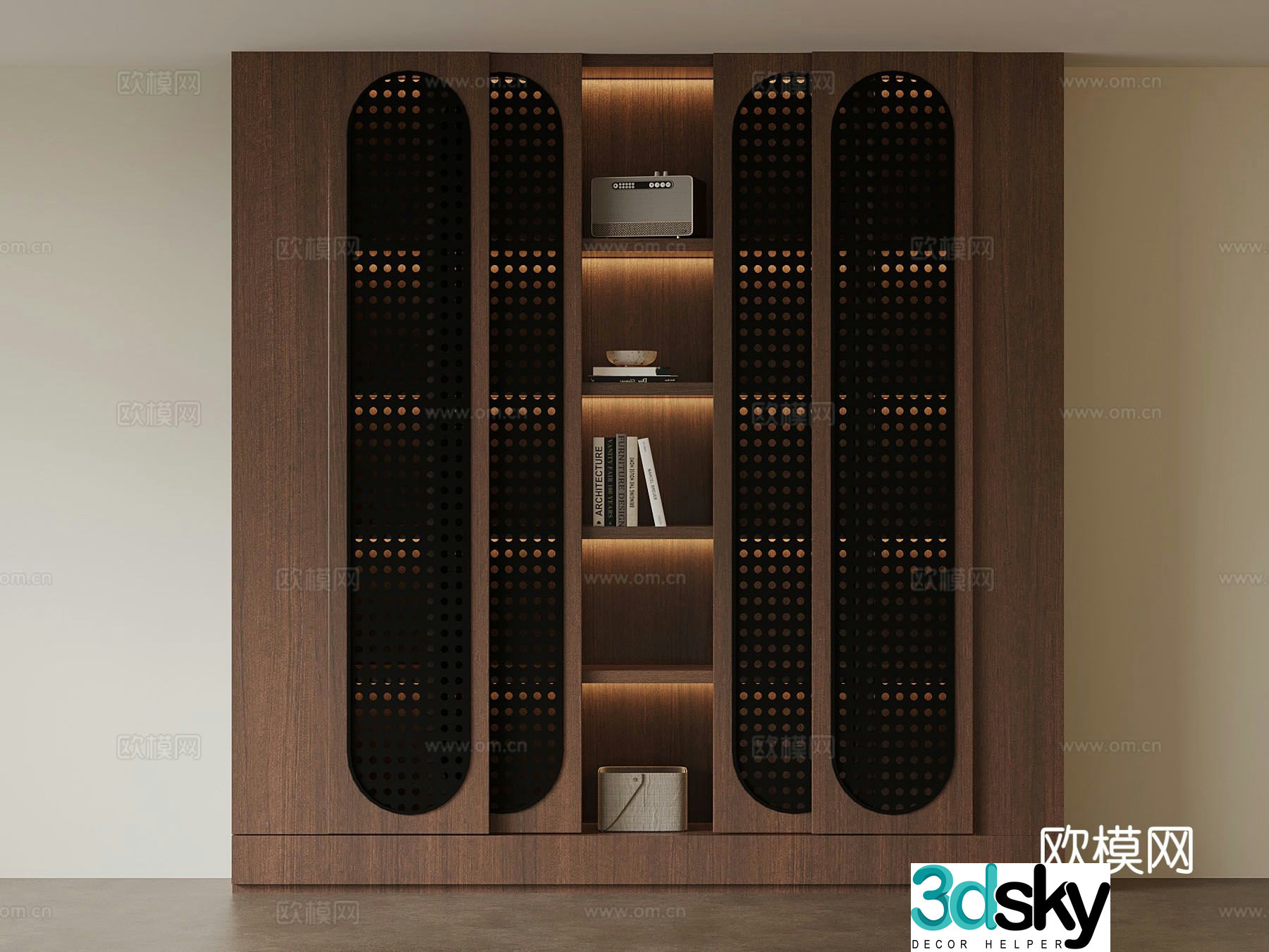 Middle-aged bookcase book ornaments 3D model