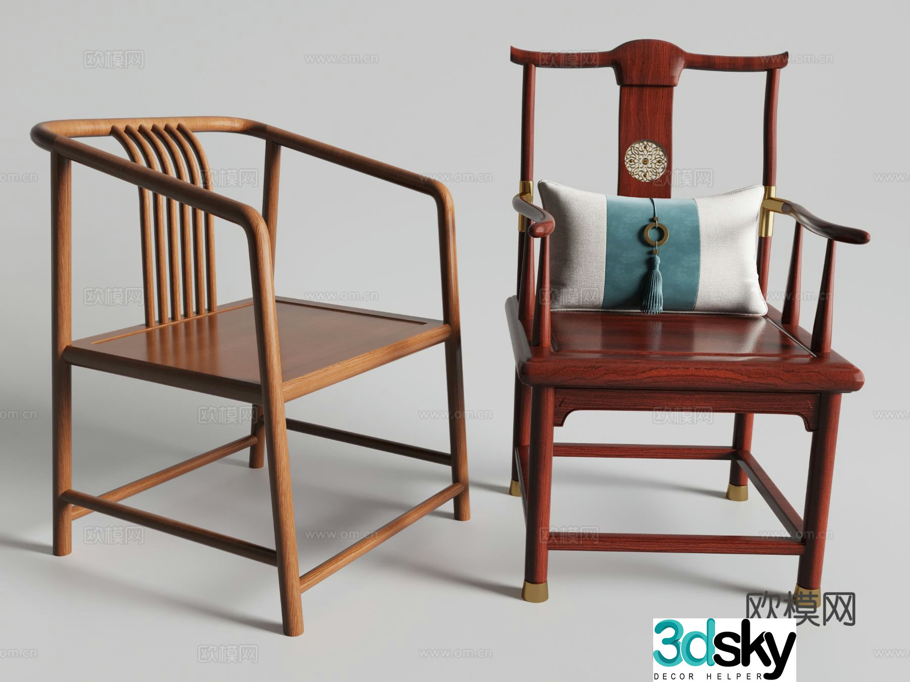 New Chinese style chair official hat chair 3d model